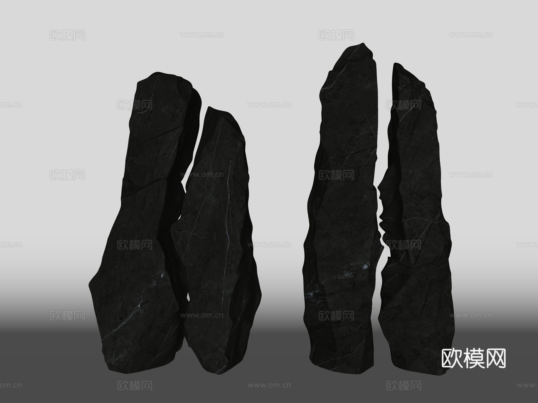 景观石头 景观置石 劈开石头 入口景石 造型石头 裂缝景观石su模型