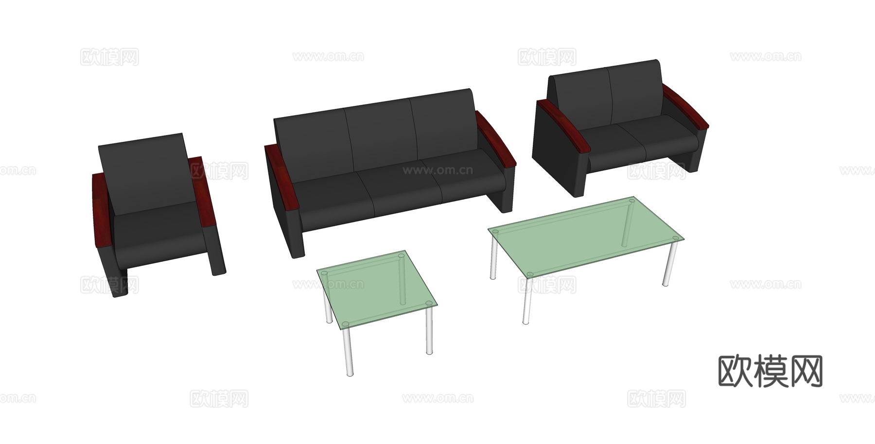 沙发 办公沙发 茶几 办公家具su模型