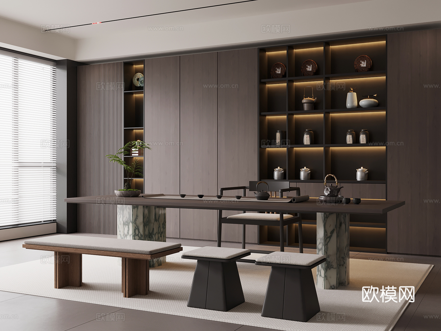 意式书房su模型