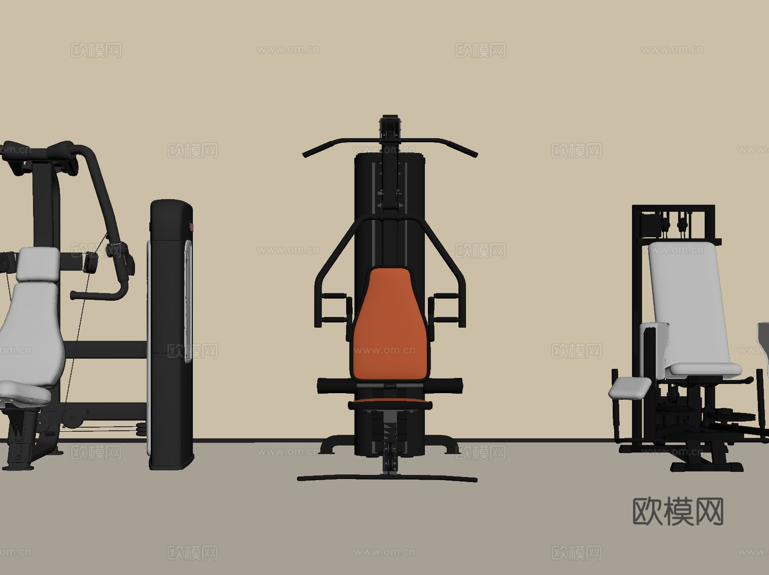 现代健身器材su模型
