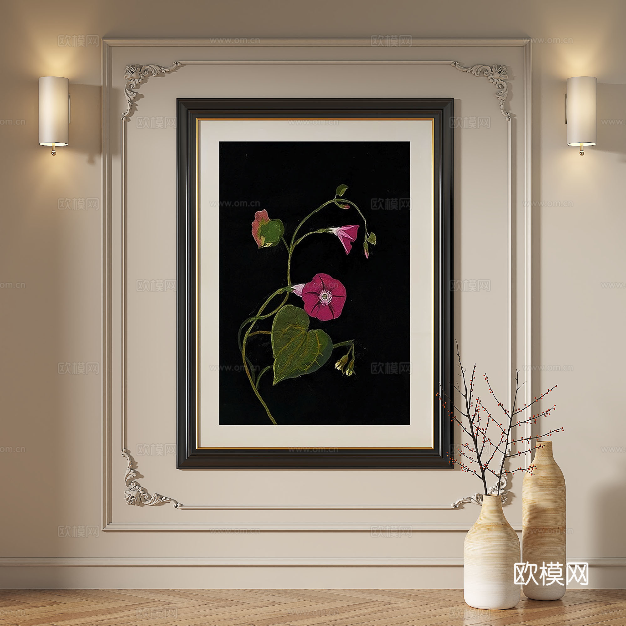 法式，复古，中古，轻奢，油画，装饰画3d模型