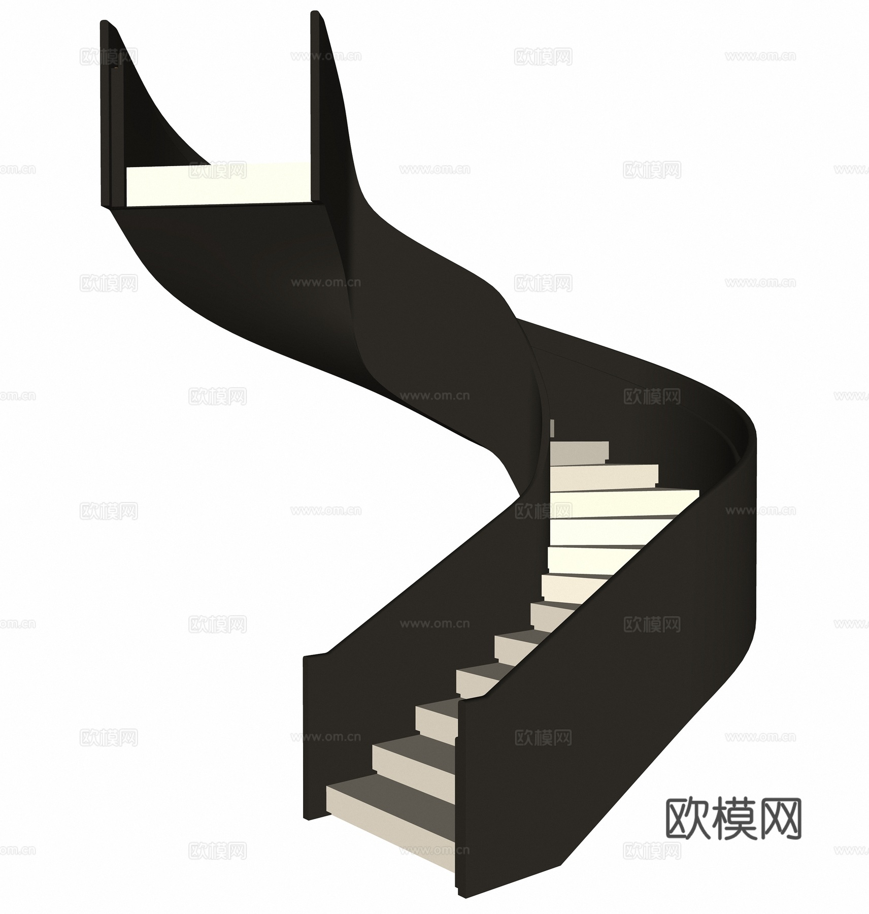 现代旋转楼梯su模型