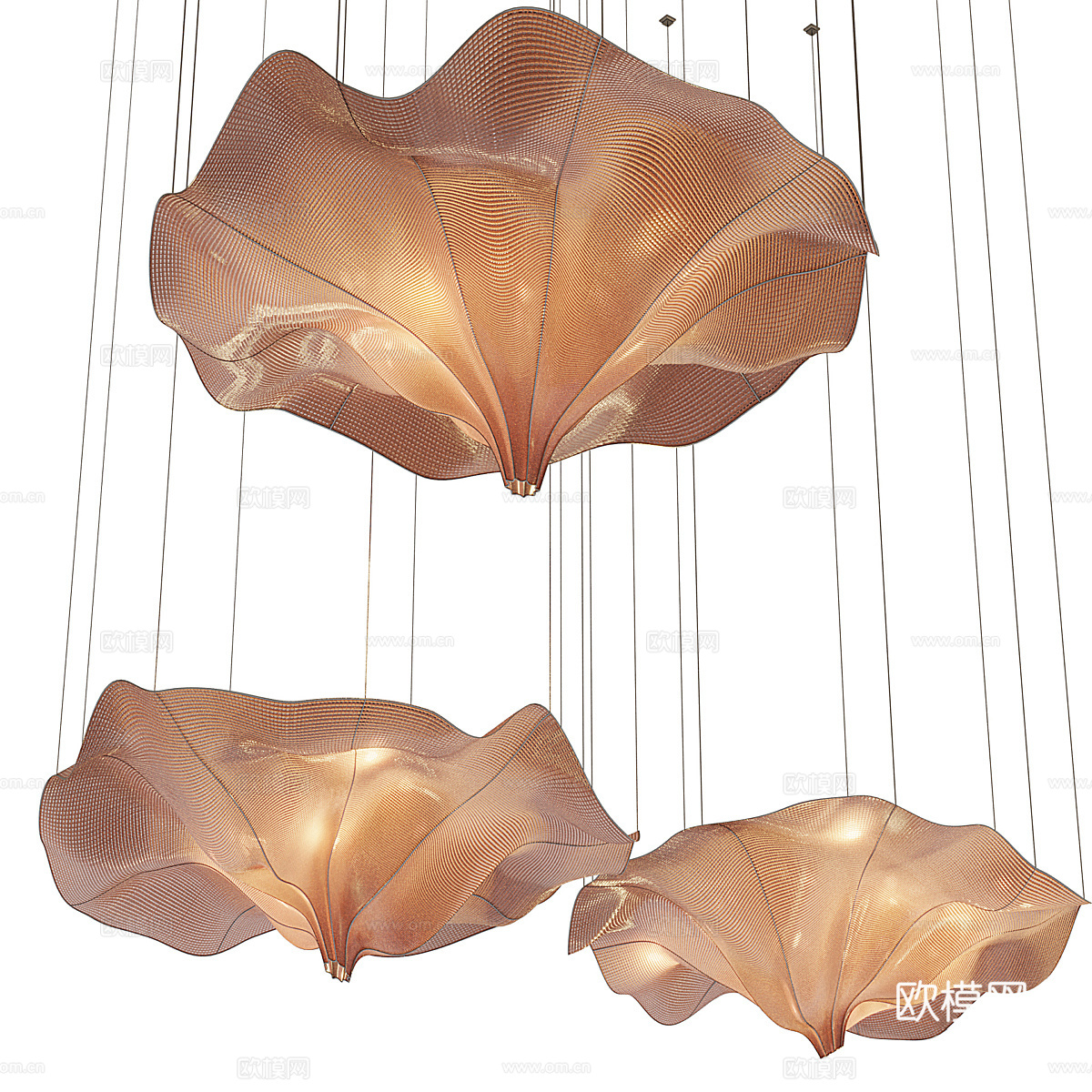 新中式轻奢金属网装饰吊灯3d模型下载（渲染图7）