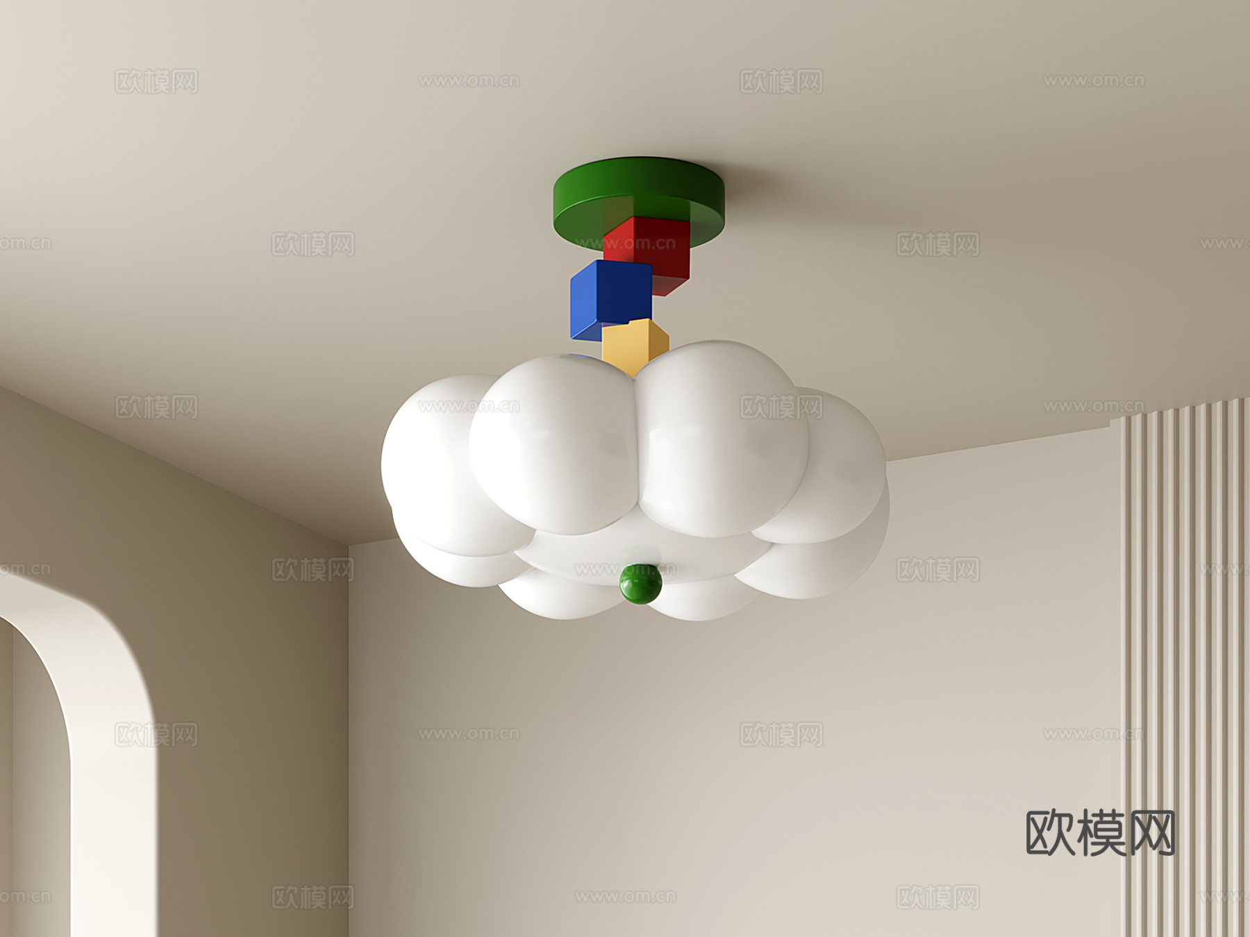 包豪斯吸顶灯 泡泡吸顶灯 多巴胺吸顶灯 孟菲斯吸顶灯 儿童吸3d模型下载