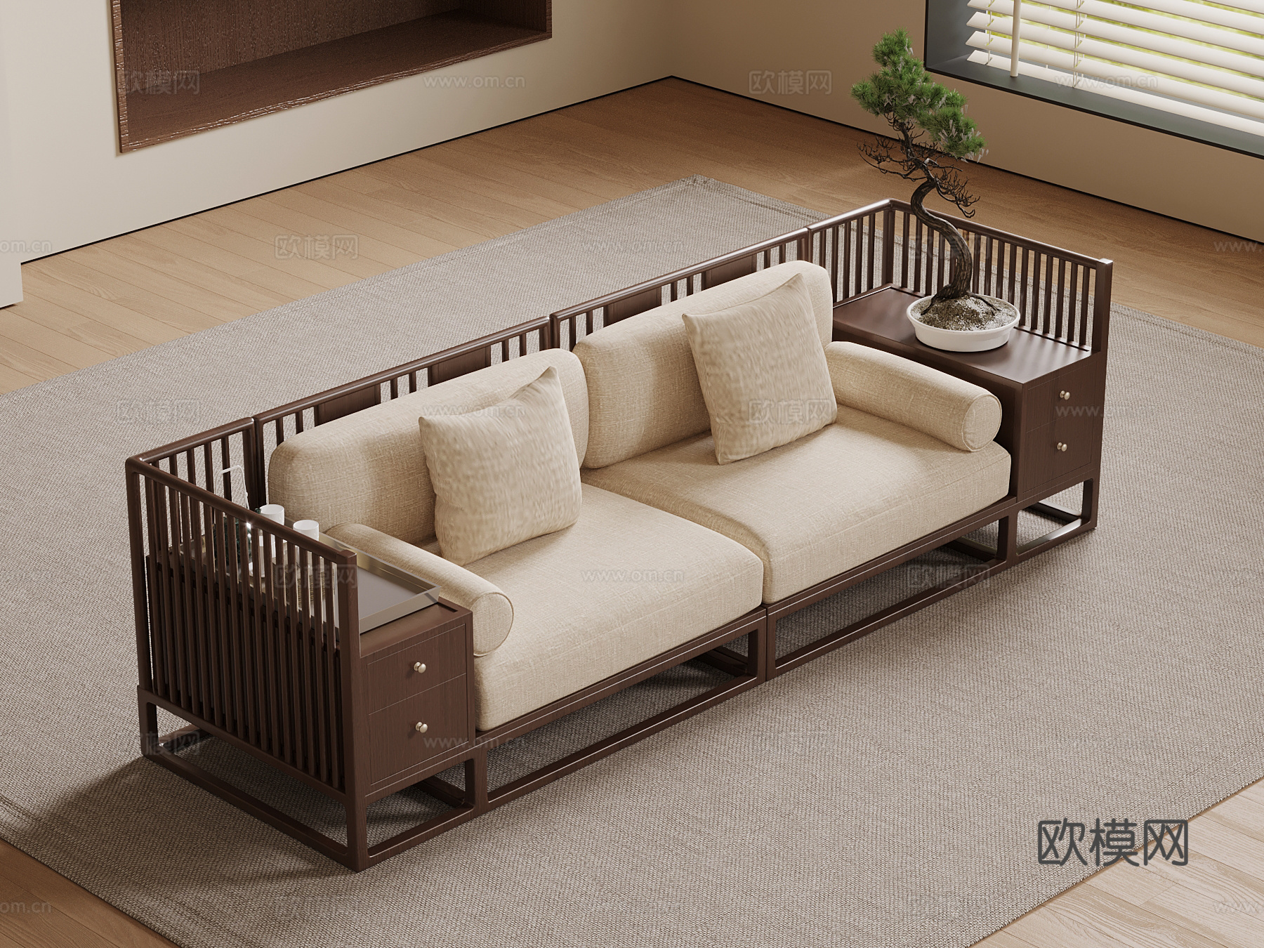 新中式沙发su模型