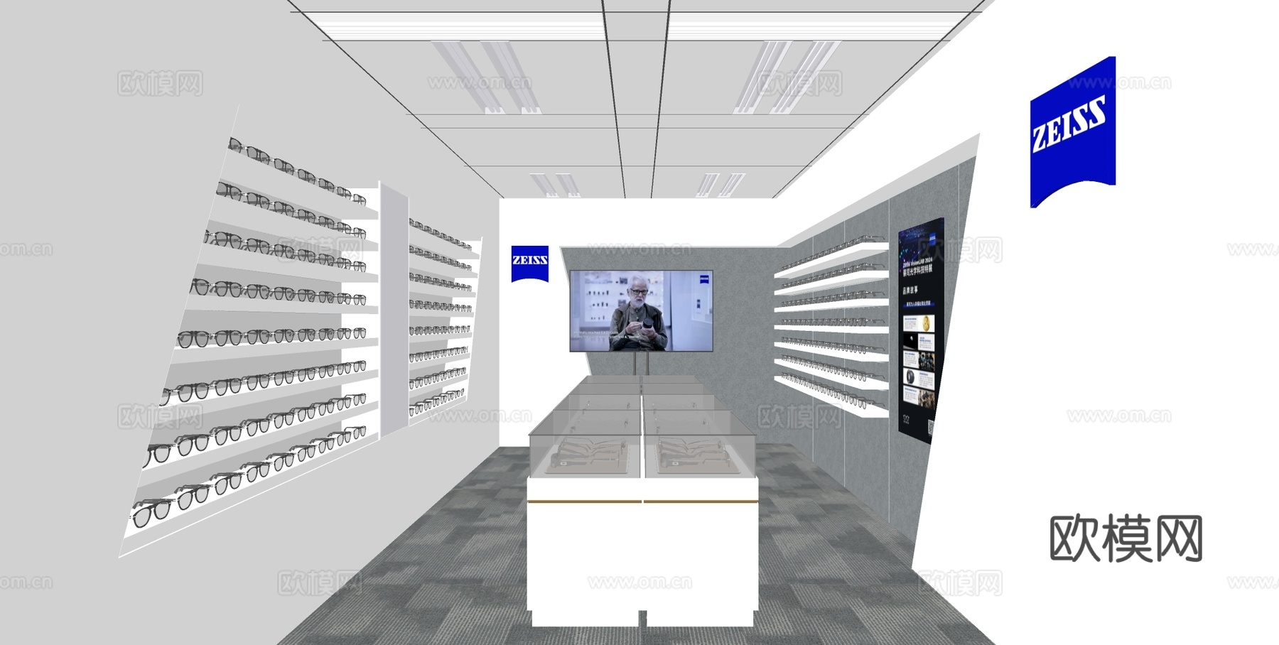 眼镜店su模型下载（渲染图2）