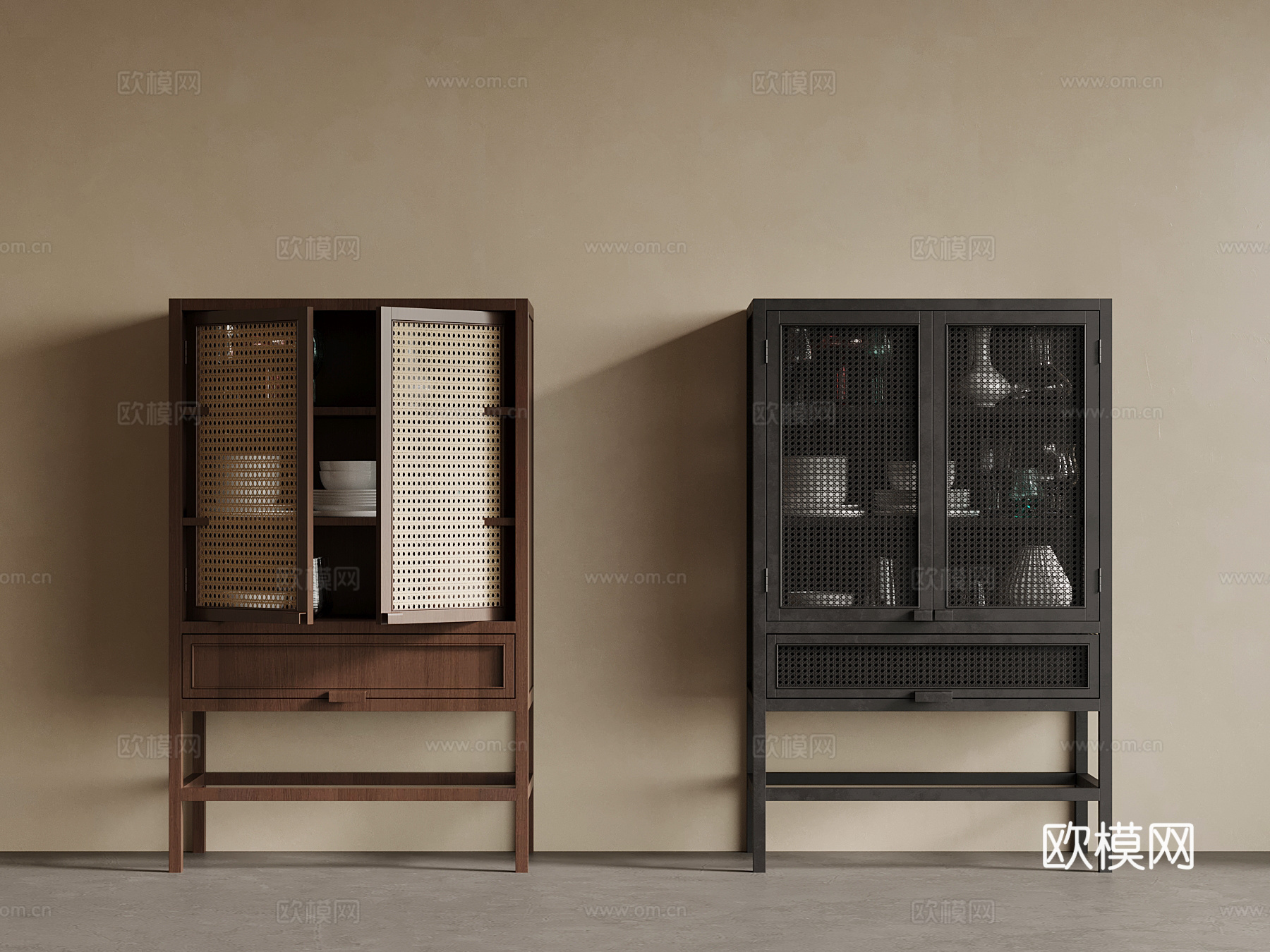 中古风边柜 备餐柜3d模型