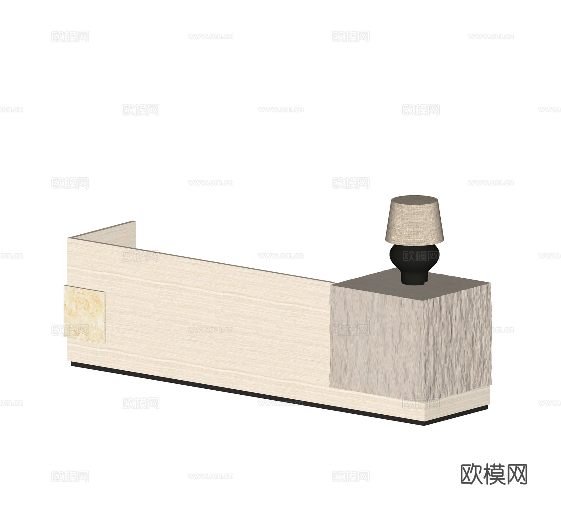 侘寂风前台 办公室前台 酒店前台 接待台 台灯 服务台su模型