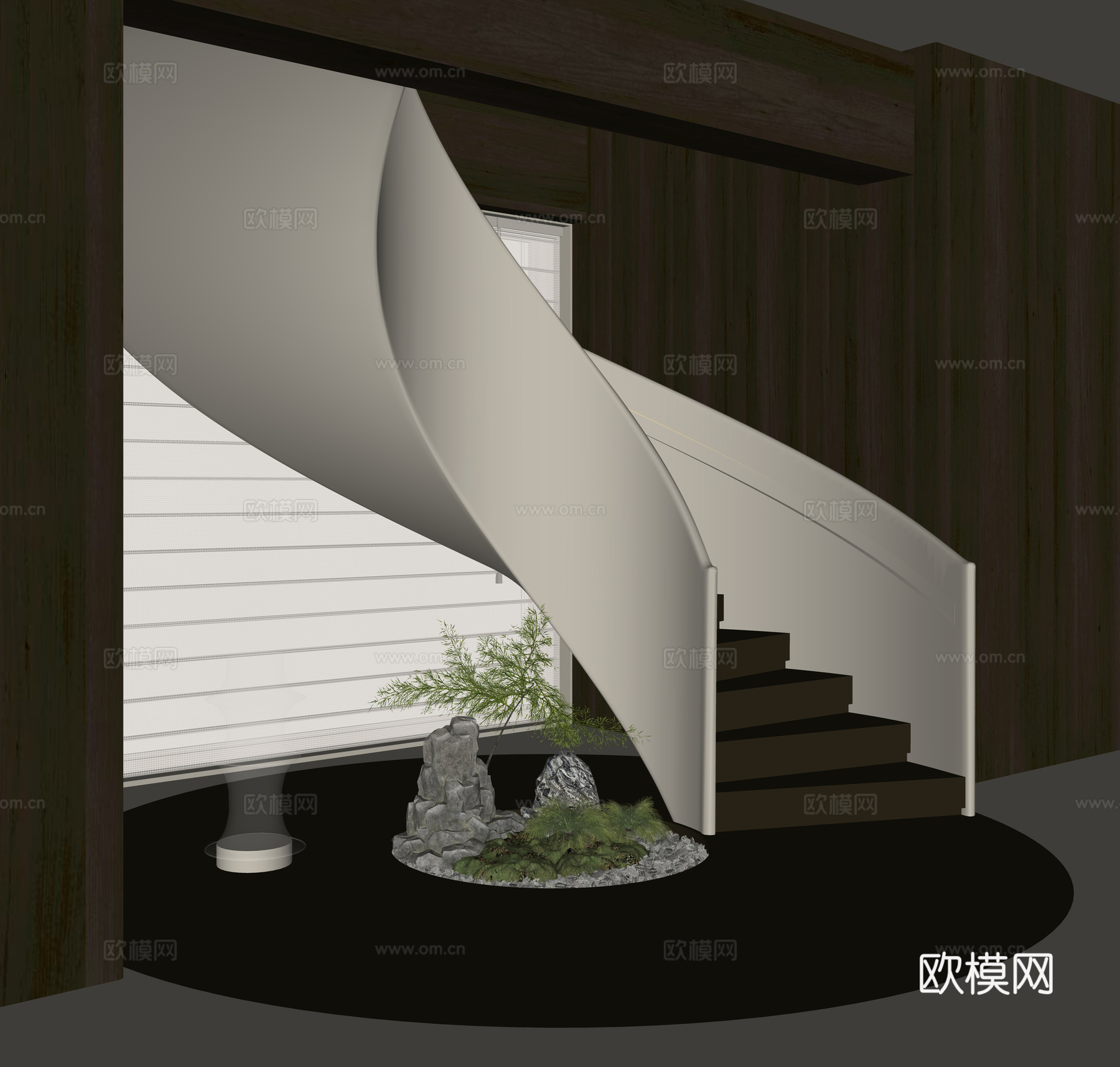 现代旋转楼梯su模型