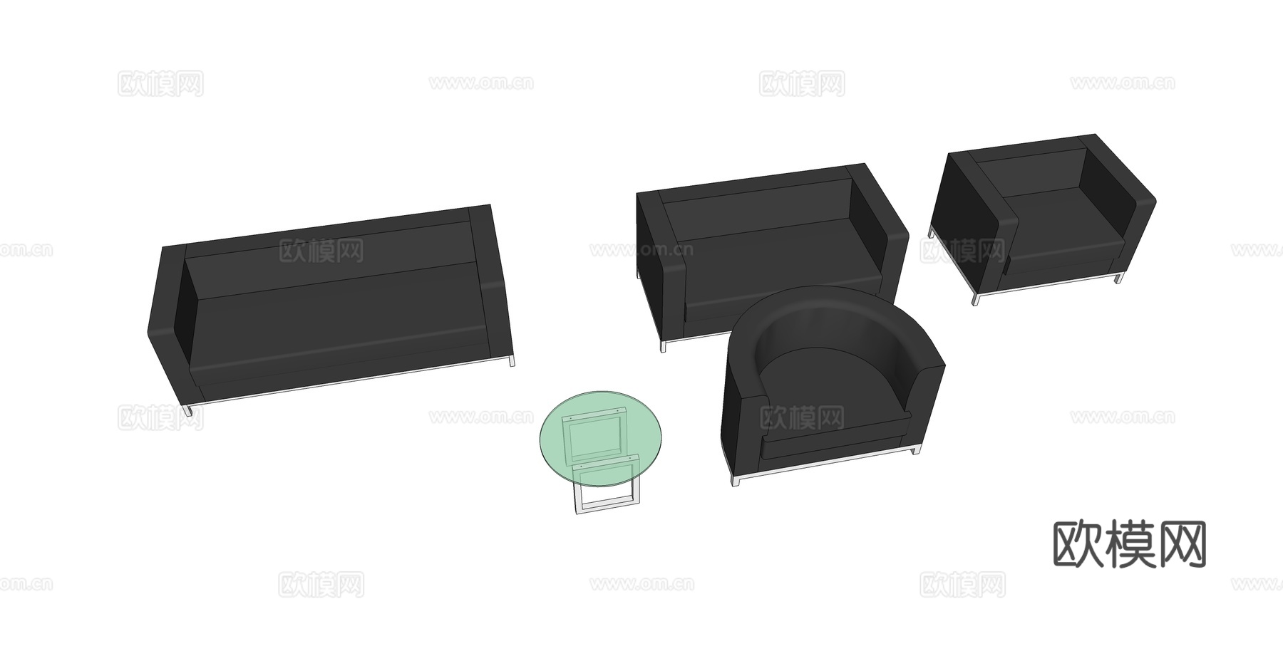 沙发 办公沙发 办公家具 茶几su模型