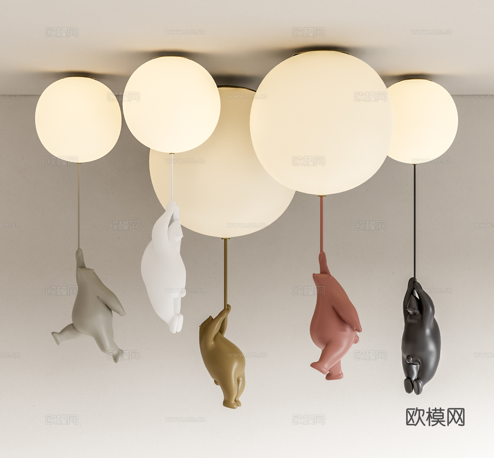 现代儿童吊灯 卡通吊灯 小熊吊灯 创意吊灯2su模型