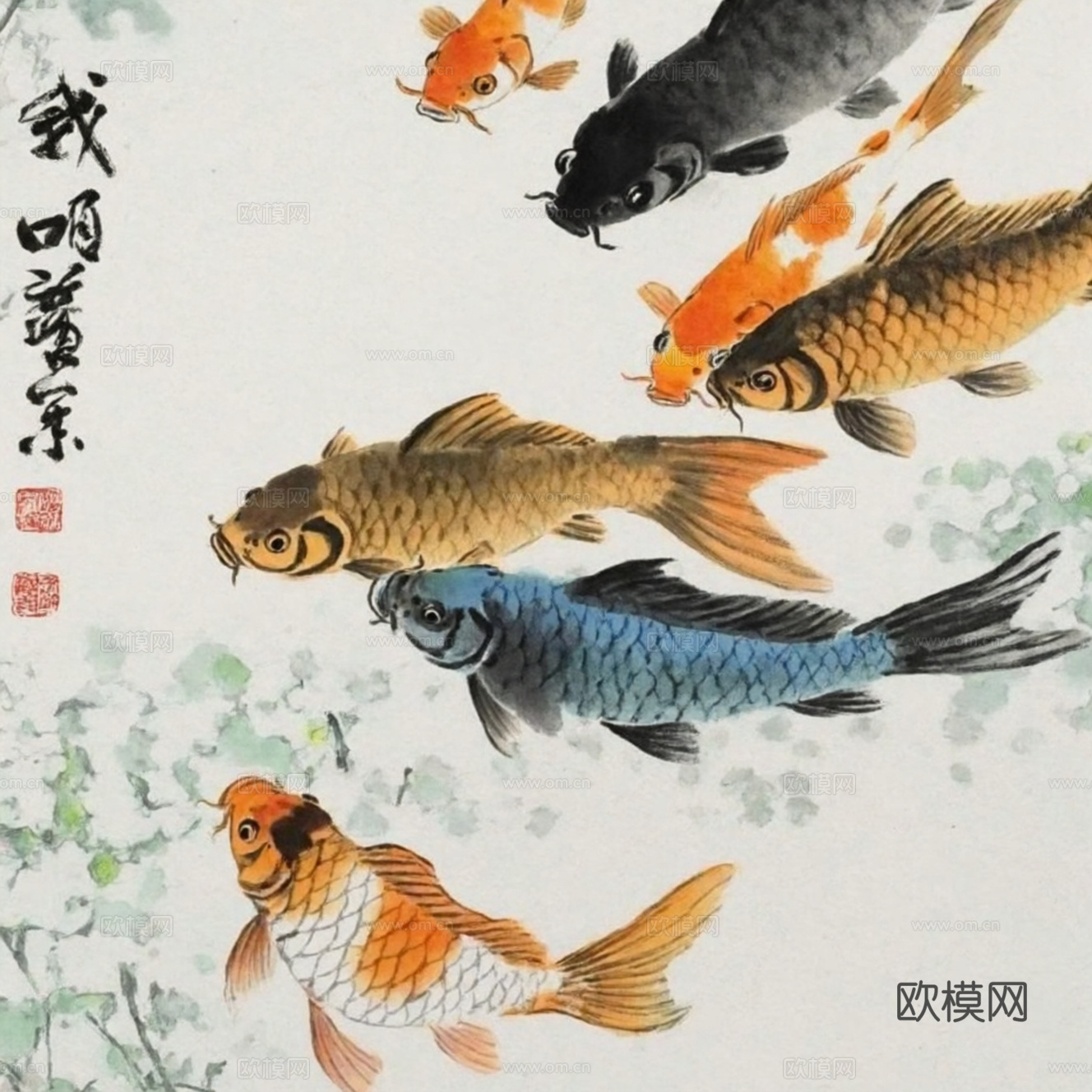 水墨画 工笔画 装饰画 鱼