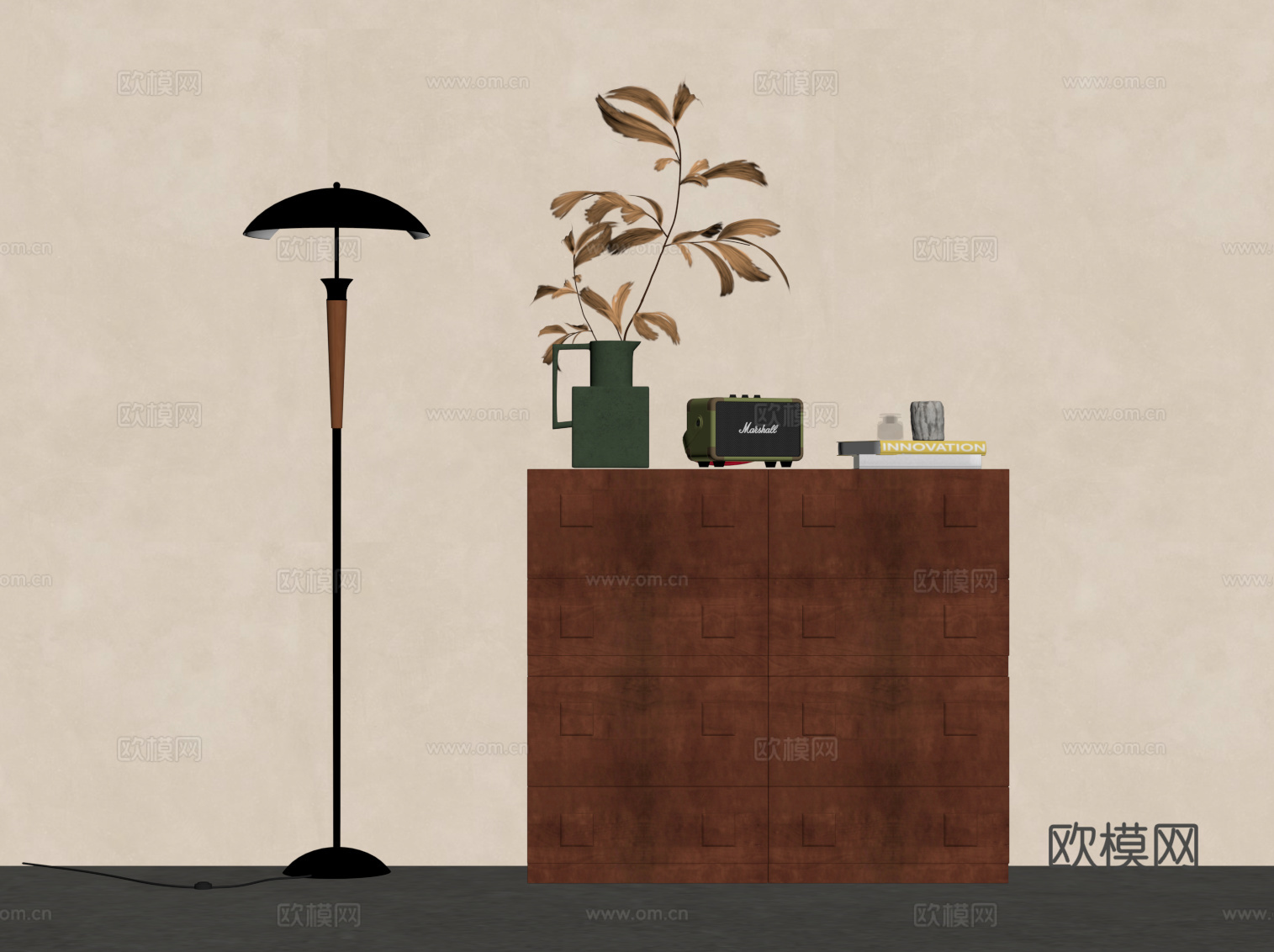 中古风斗柜su模型