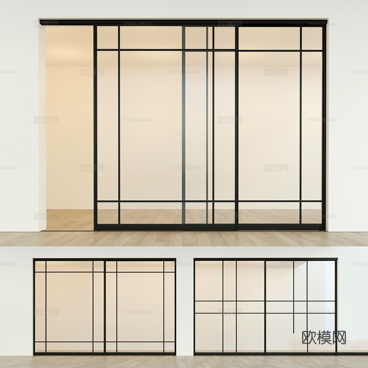 滑动隔断门 123d模型下载