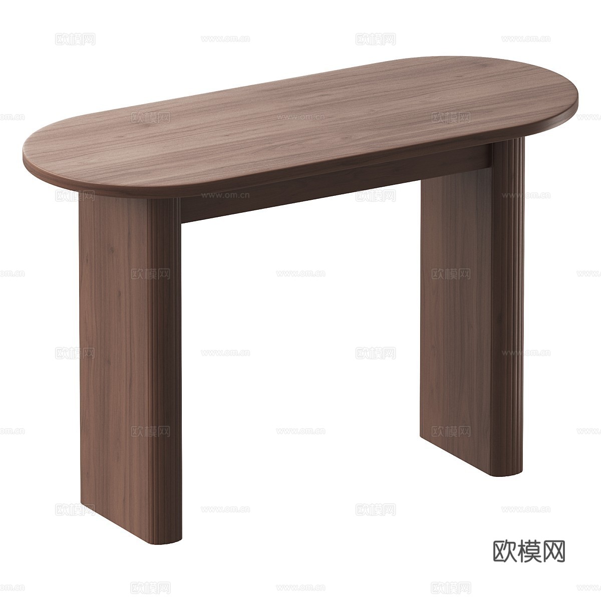 现代意式椭圆实木端景台 玄关桌3d模型