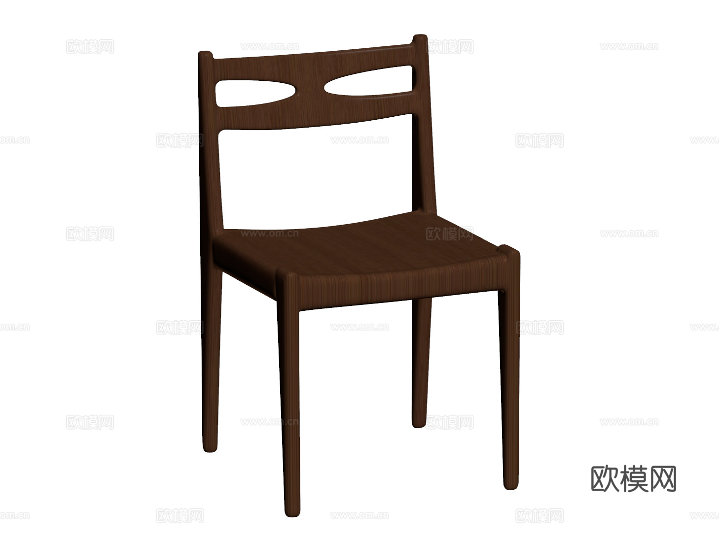 中古实木餐椅 休闲书桌椅 复古单椅 靠背椅su模型
