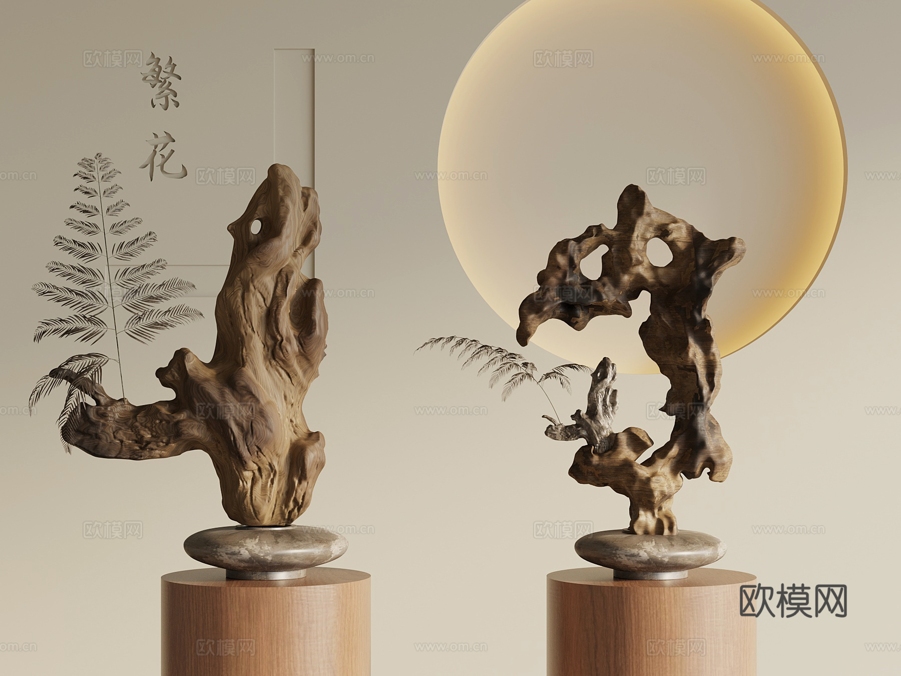 新中式雕塑su模型