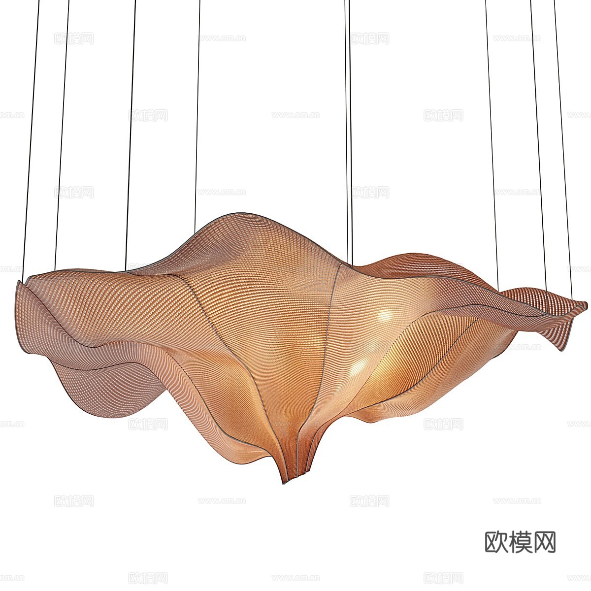 新中式轻奢金属网装饰吊灯3d模型下载（渲染图3）