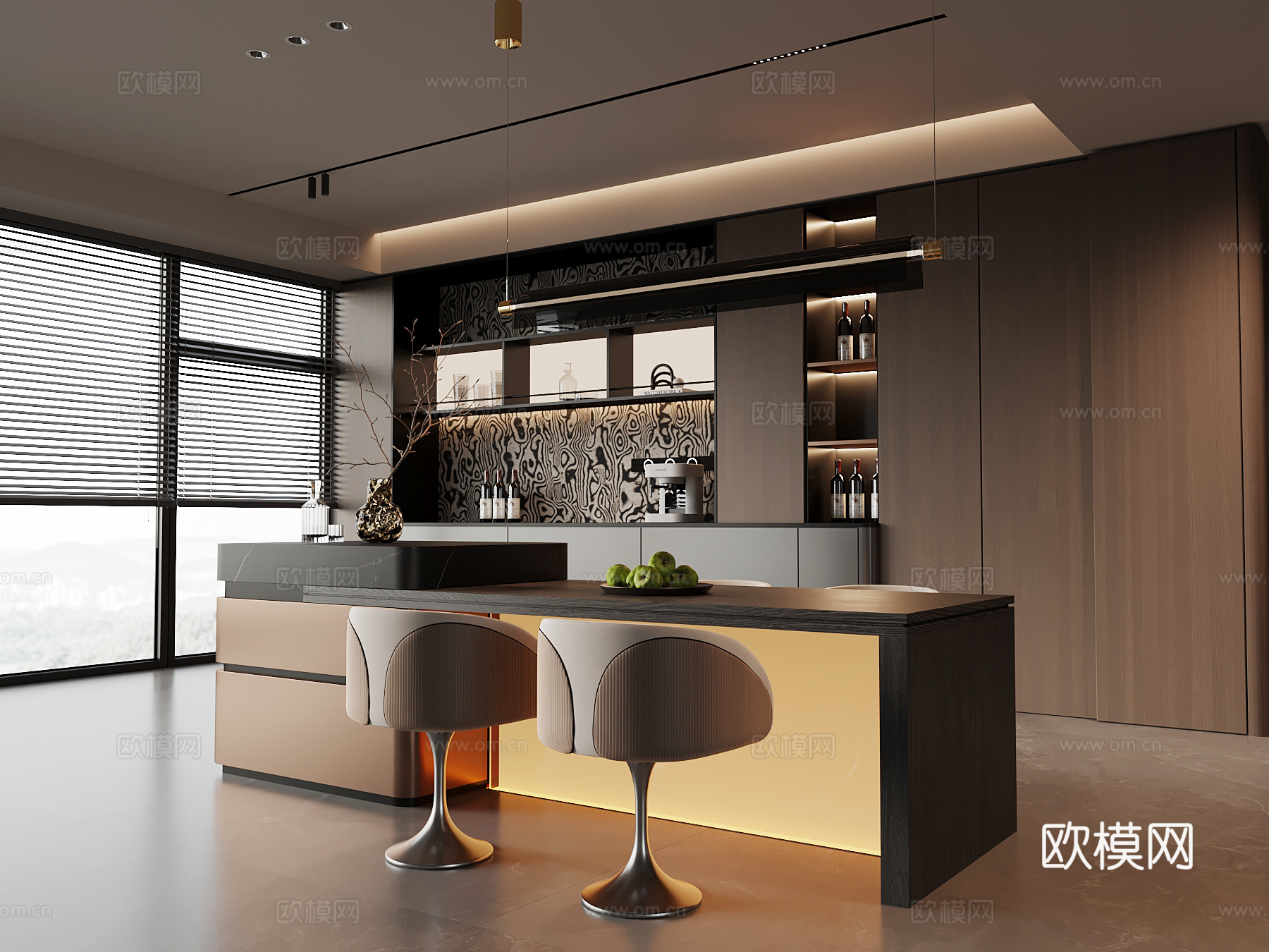 意式餐厅3d模型下载