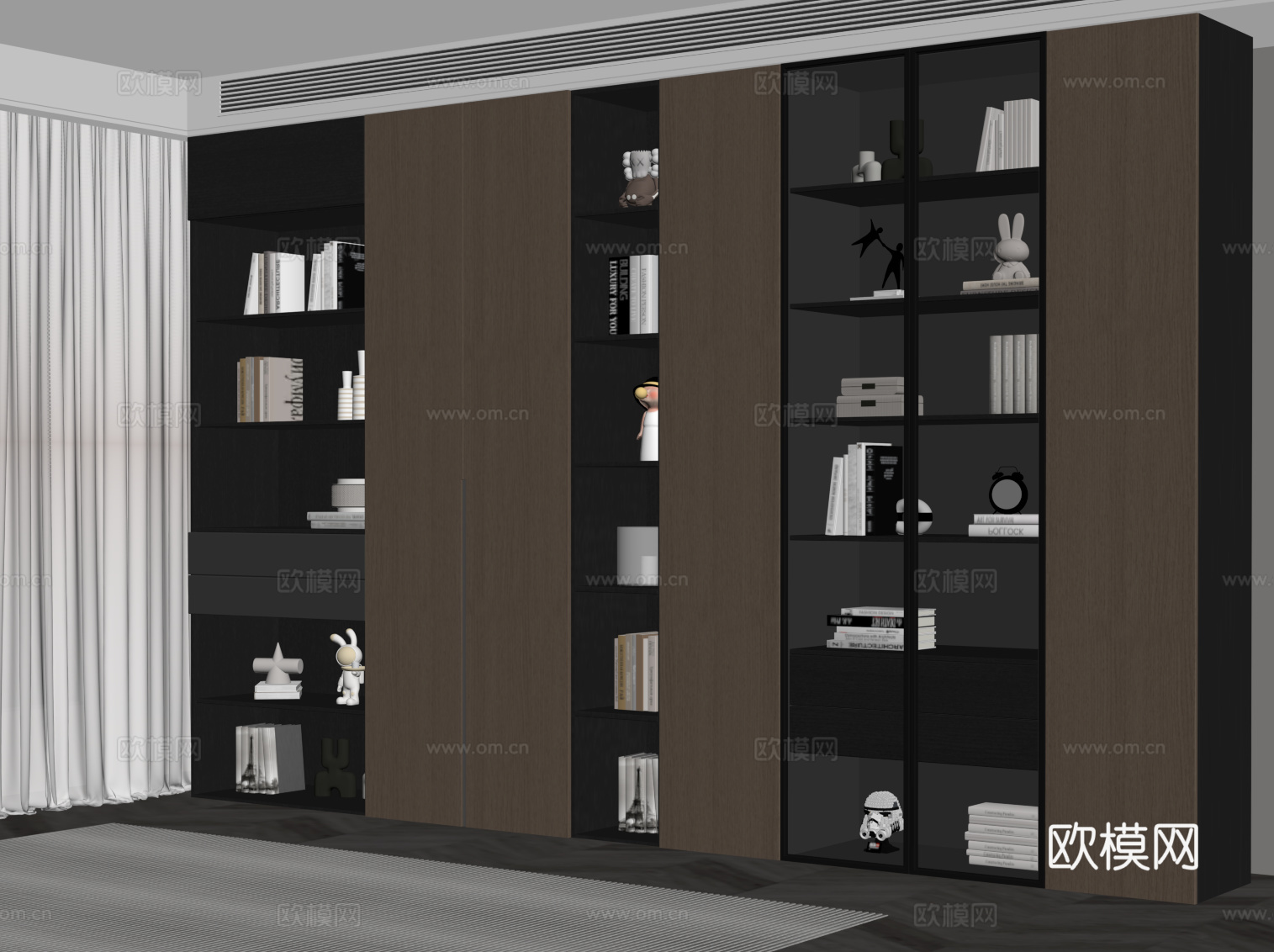 意式书柜su模型