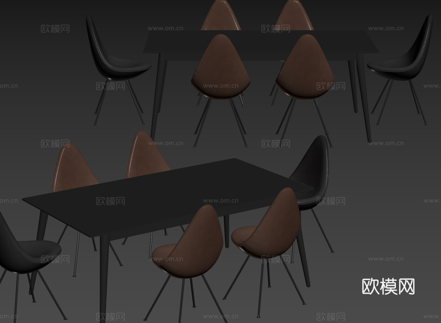现代桌椅组合 餐桌组合 办公桌椅 长桌 休闲桌椅su模型