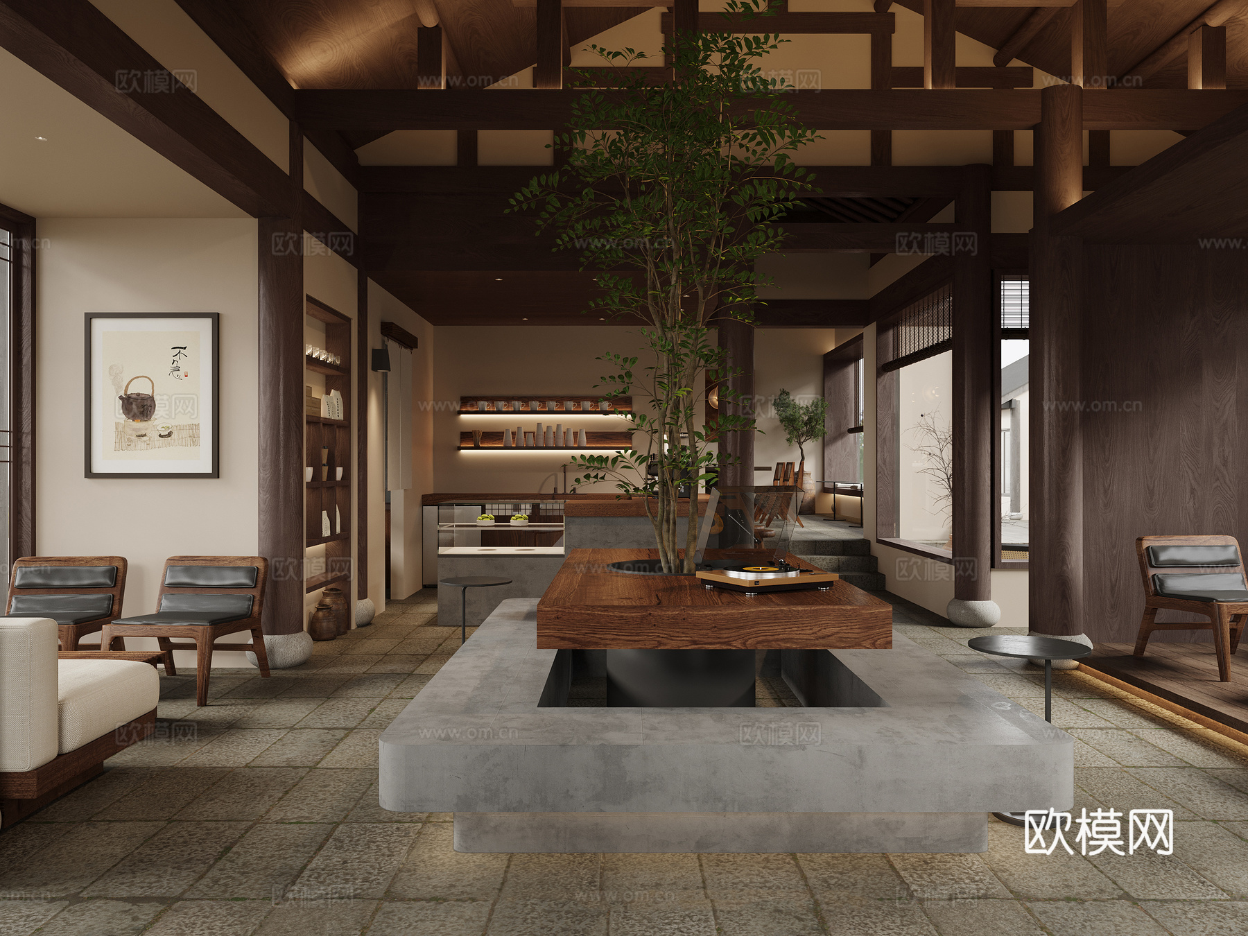 咖啡店 奶茶店 最新全套施工图 效果图合集cad施工图