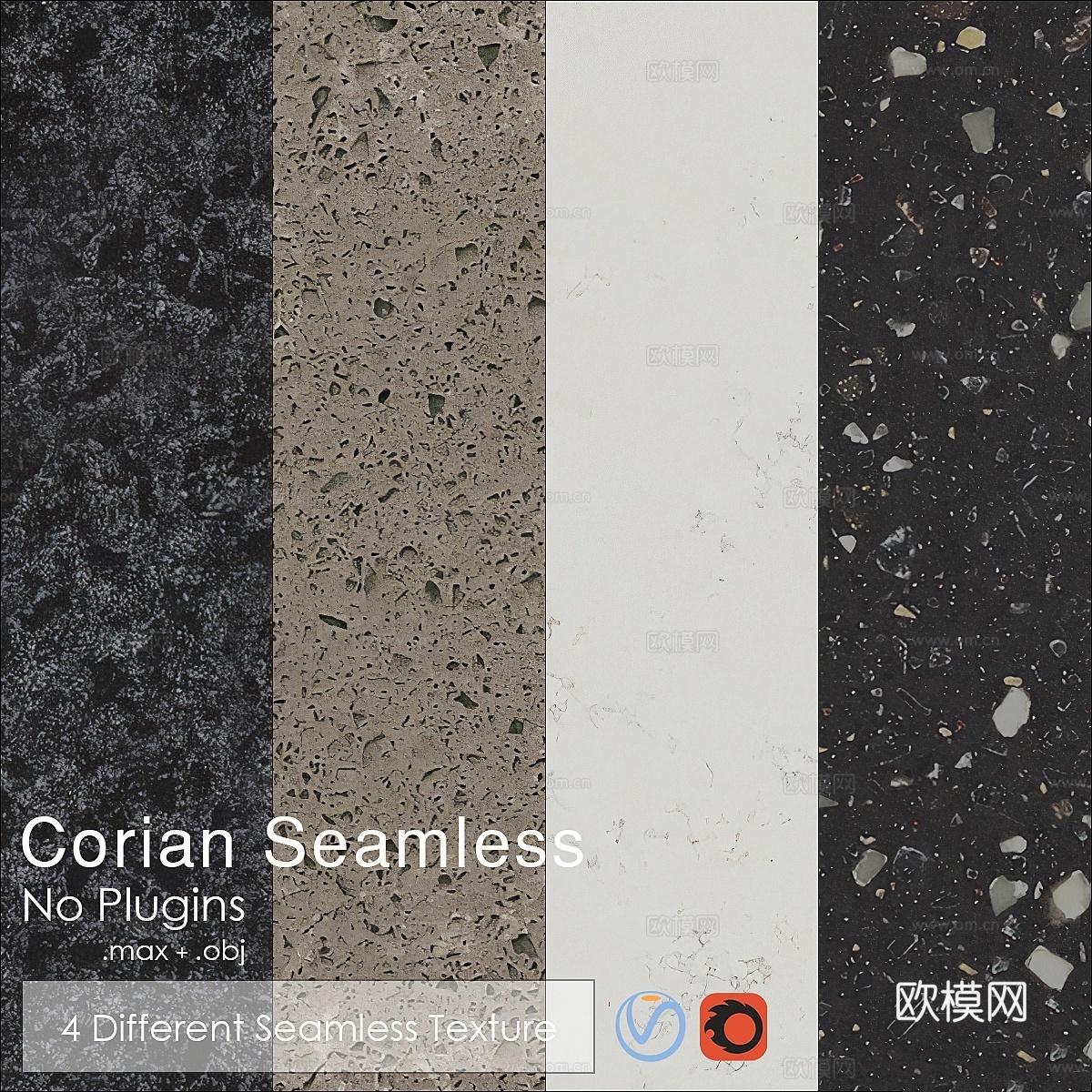 杜邦科瑞安厨房台面 皮革纹理款3d模型下载