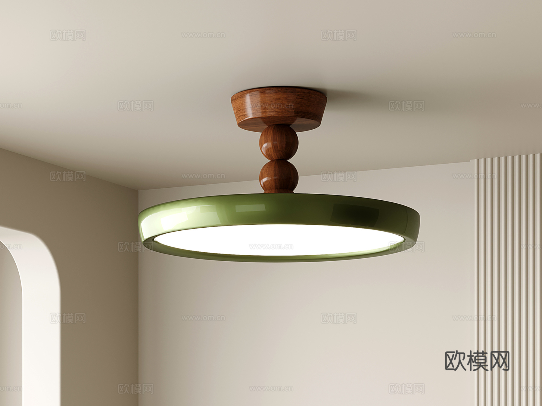 中古风吸顶灯 卧室吸顶灯 圆盘吸顶灯su模型