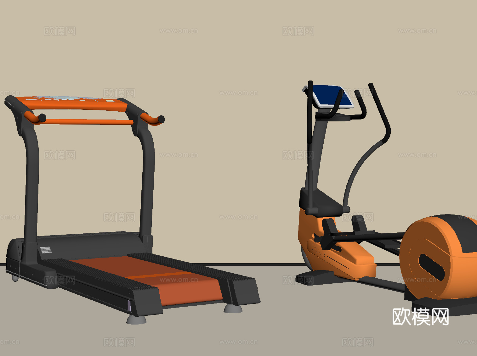 现代健身器材su模型下载（渲染图2）