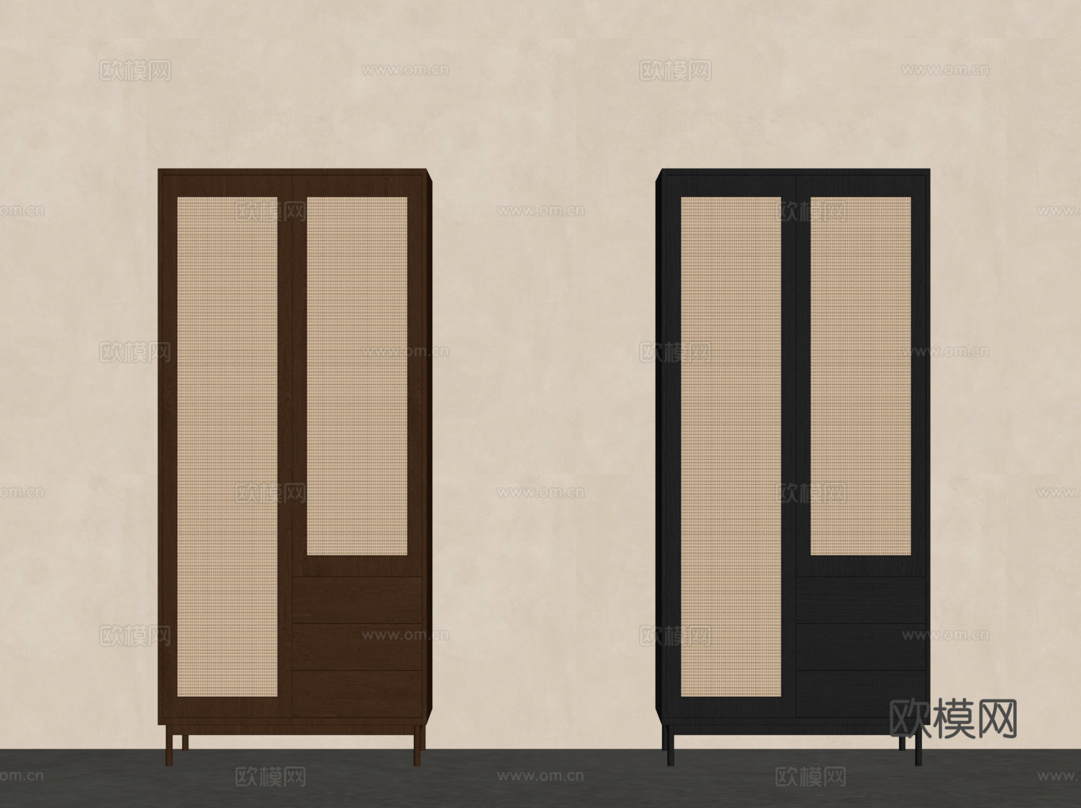 新中式衣柜su模型
