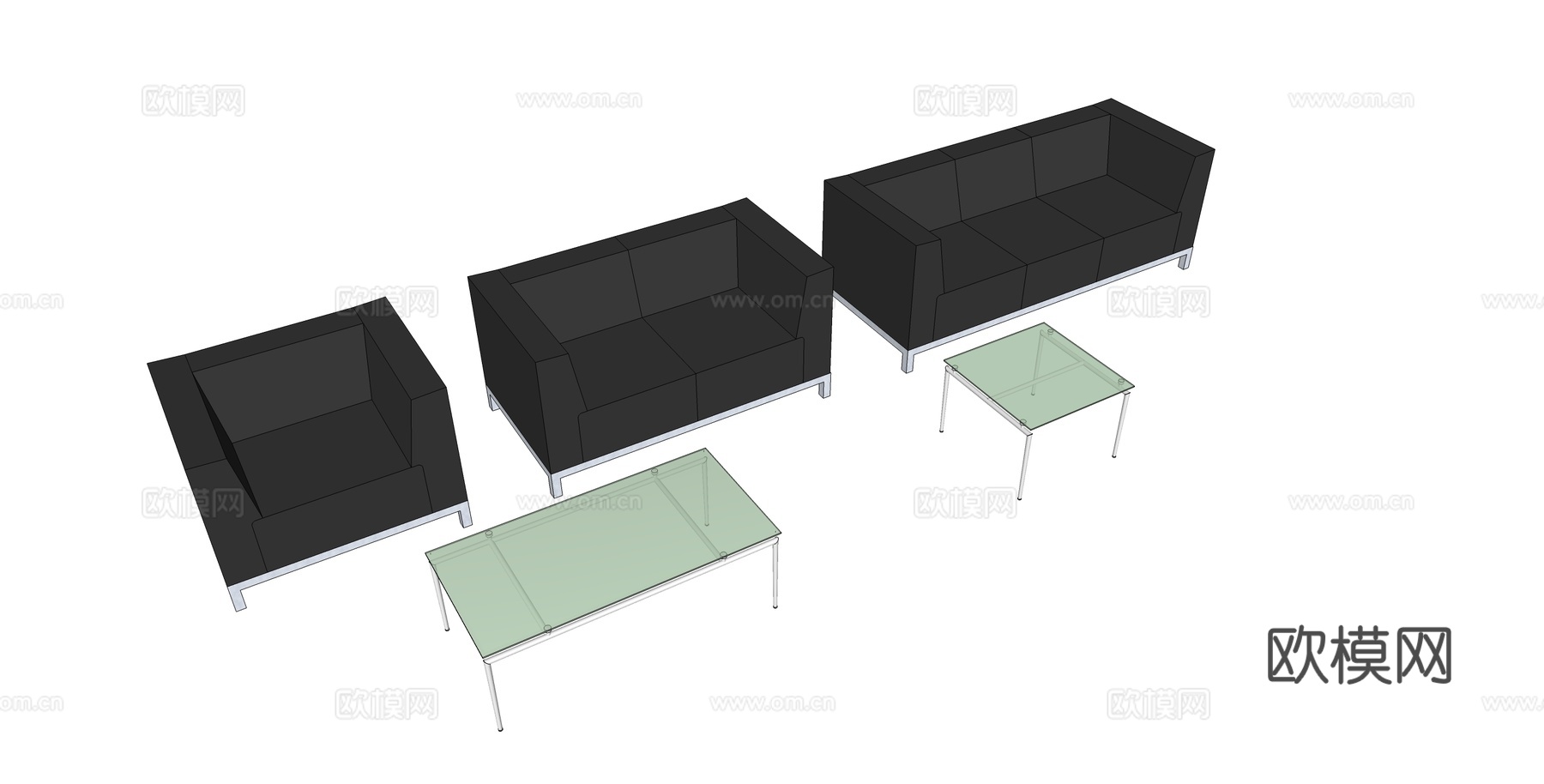 沙发 办公沙发 茶几 办公家具su模型