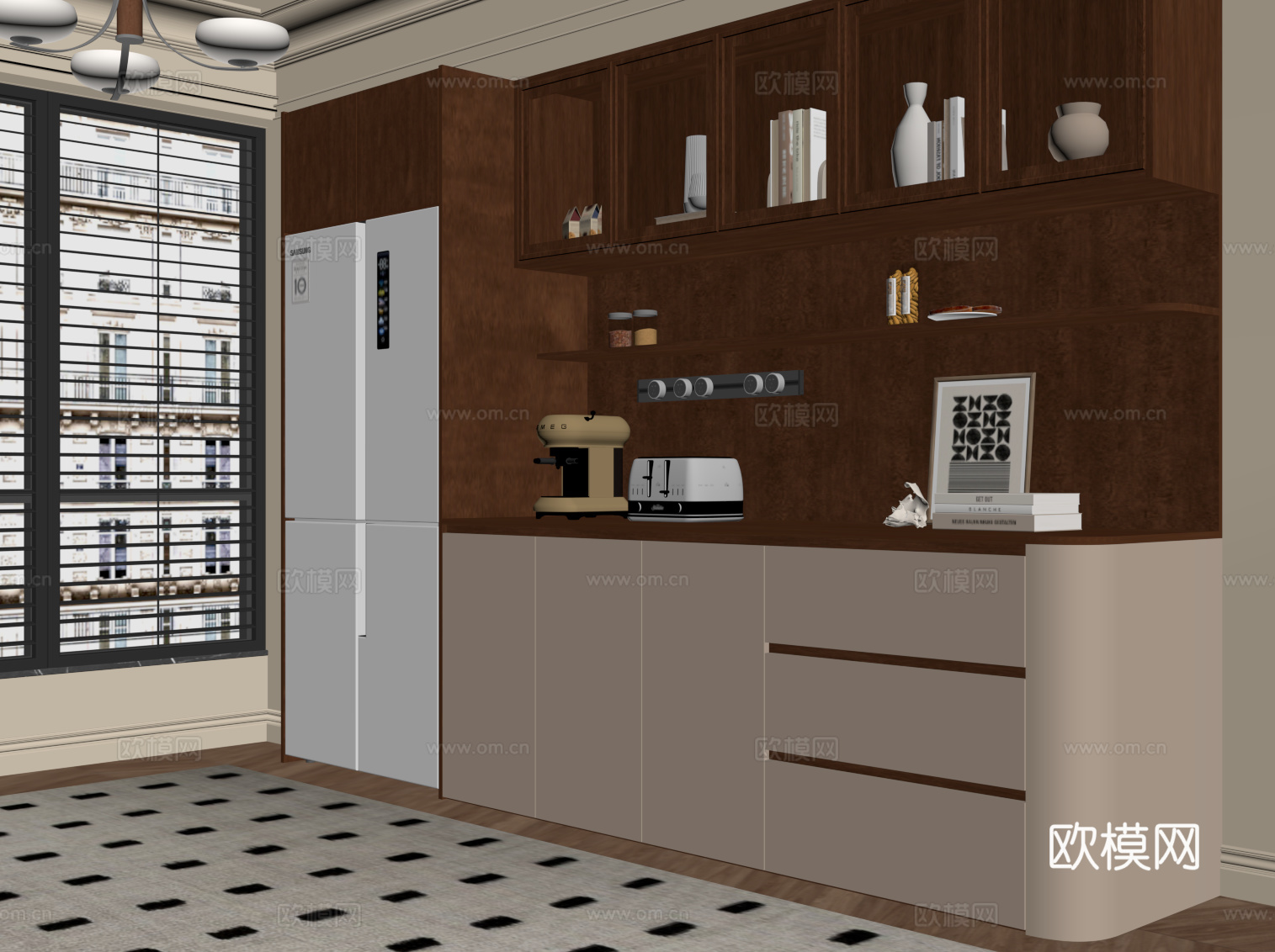 中古风备餐柜su模型