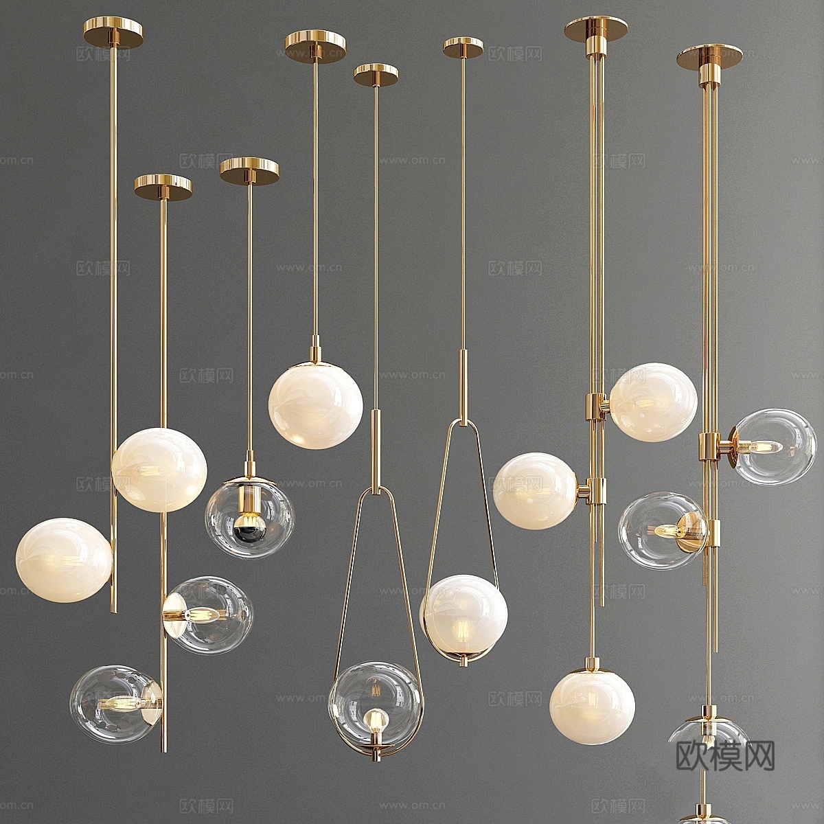 四盏吊灯_31 独家款3d模型下载