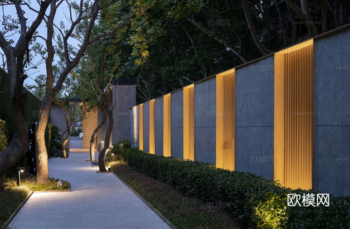 现代花园围墙 景墙 现代展示区su模型