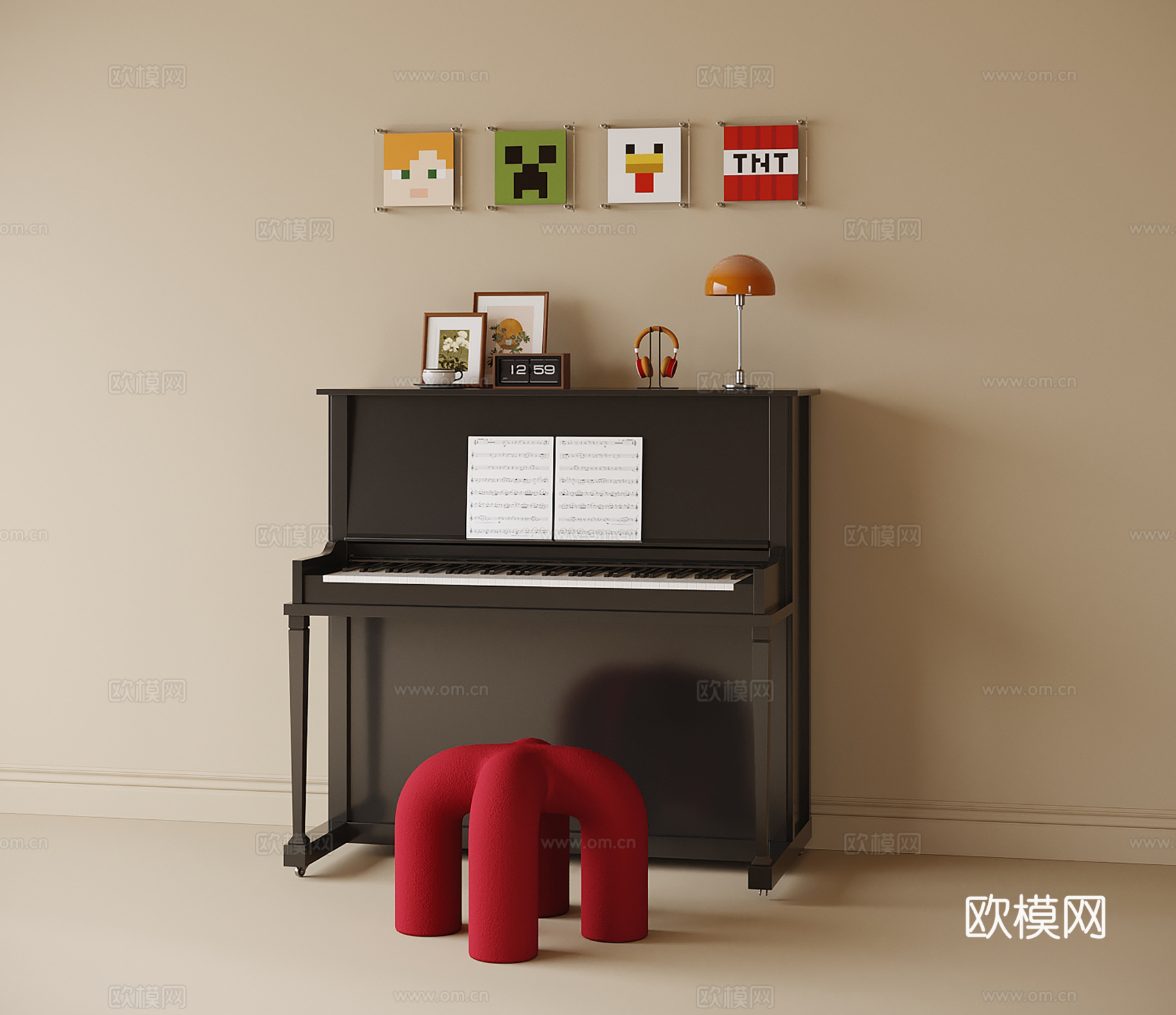 现代钢琴su模型