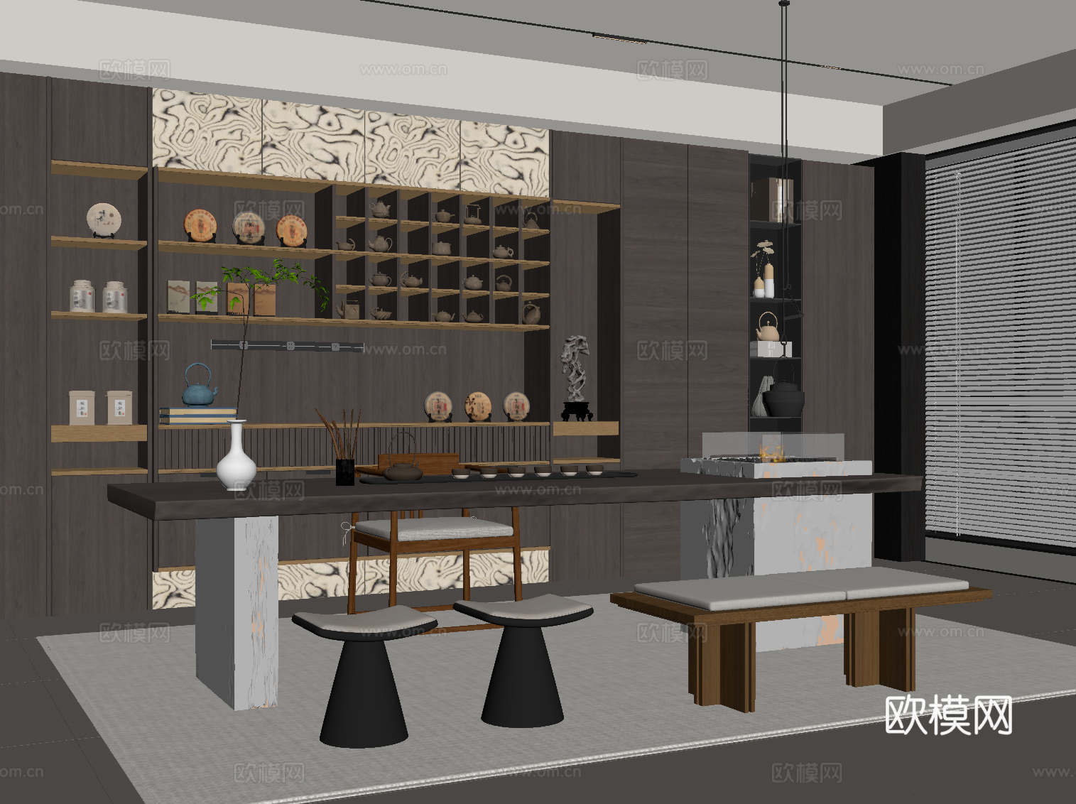 意式茶室su模型