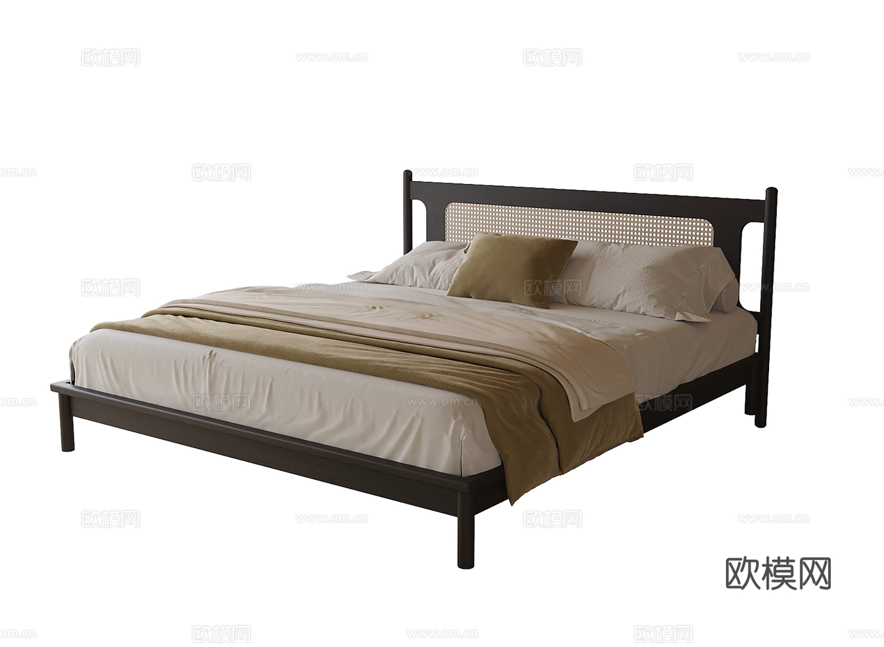 现代双人床 单人床su模型