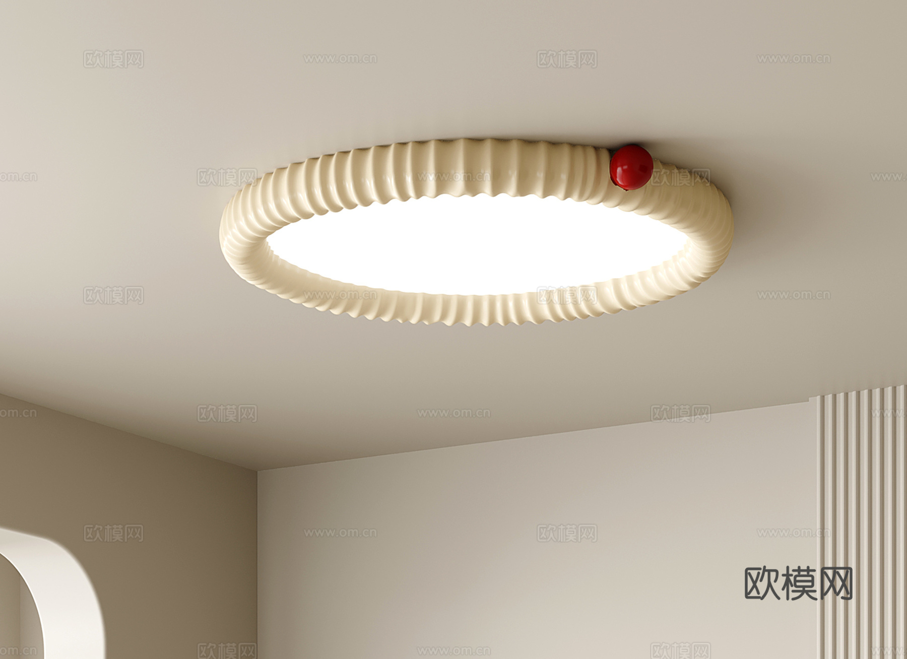 奶油风吸顶灯 卧室吸顶灯 法式书房吸顶灯 小奶豆吸顶灯su模型