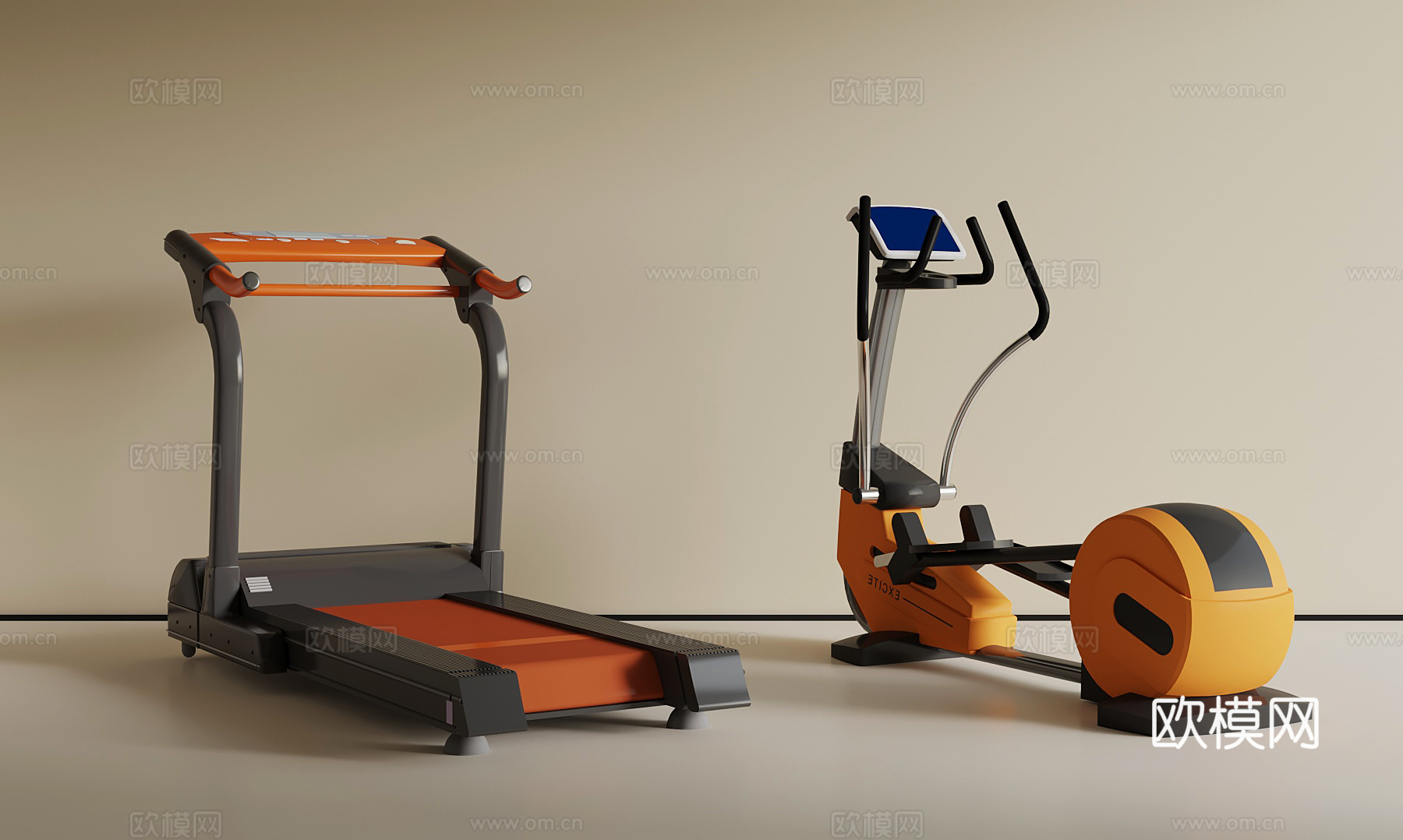 现代健身器材su模型下载（渲染图1）
