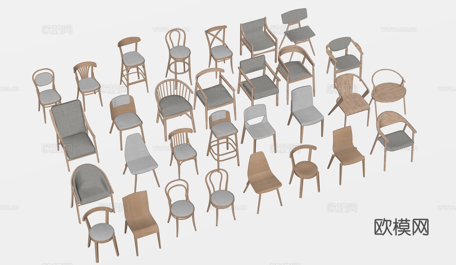 现代休闲椅办公椅会议椅su模型