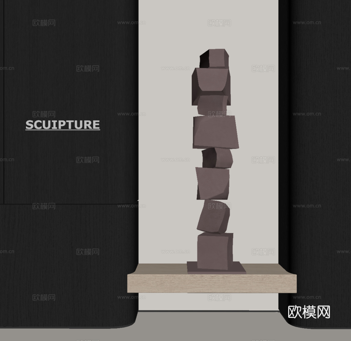 现代落地雕塑su模型