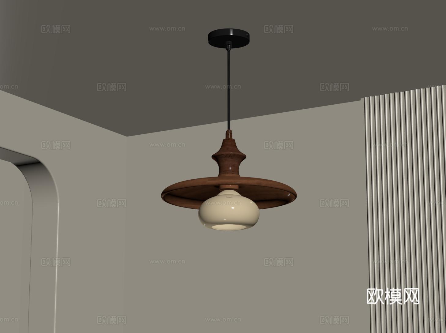 法式餐厅吊灯 中古吊灯 实木吊灯 吧台吊灯su模型su模型