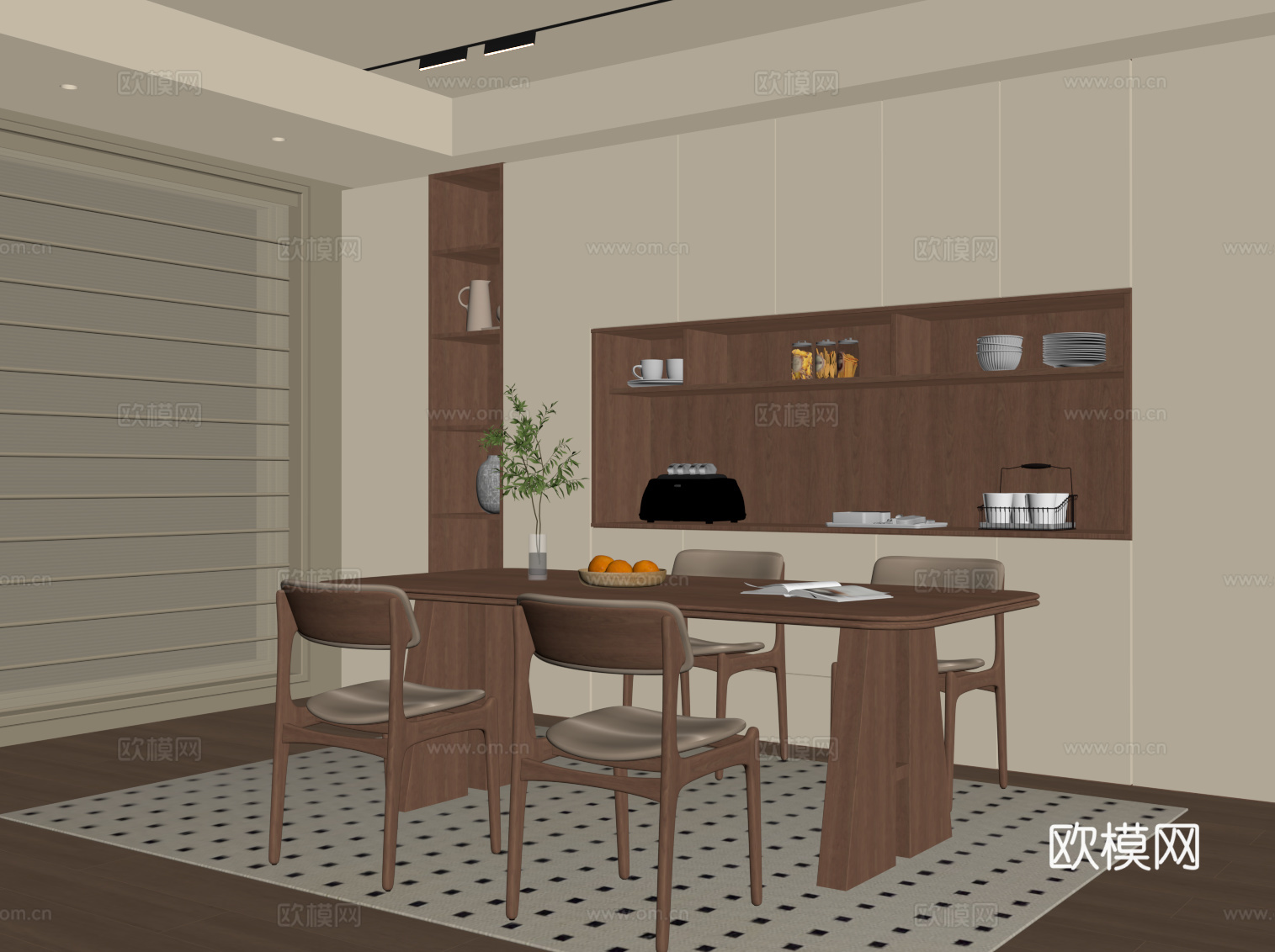 中古风餐厅su模型