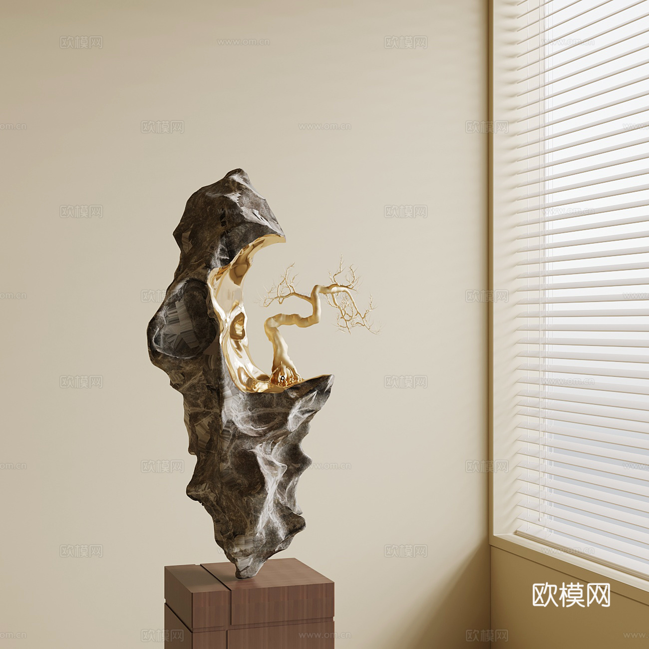 新中式雕塑su模型