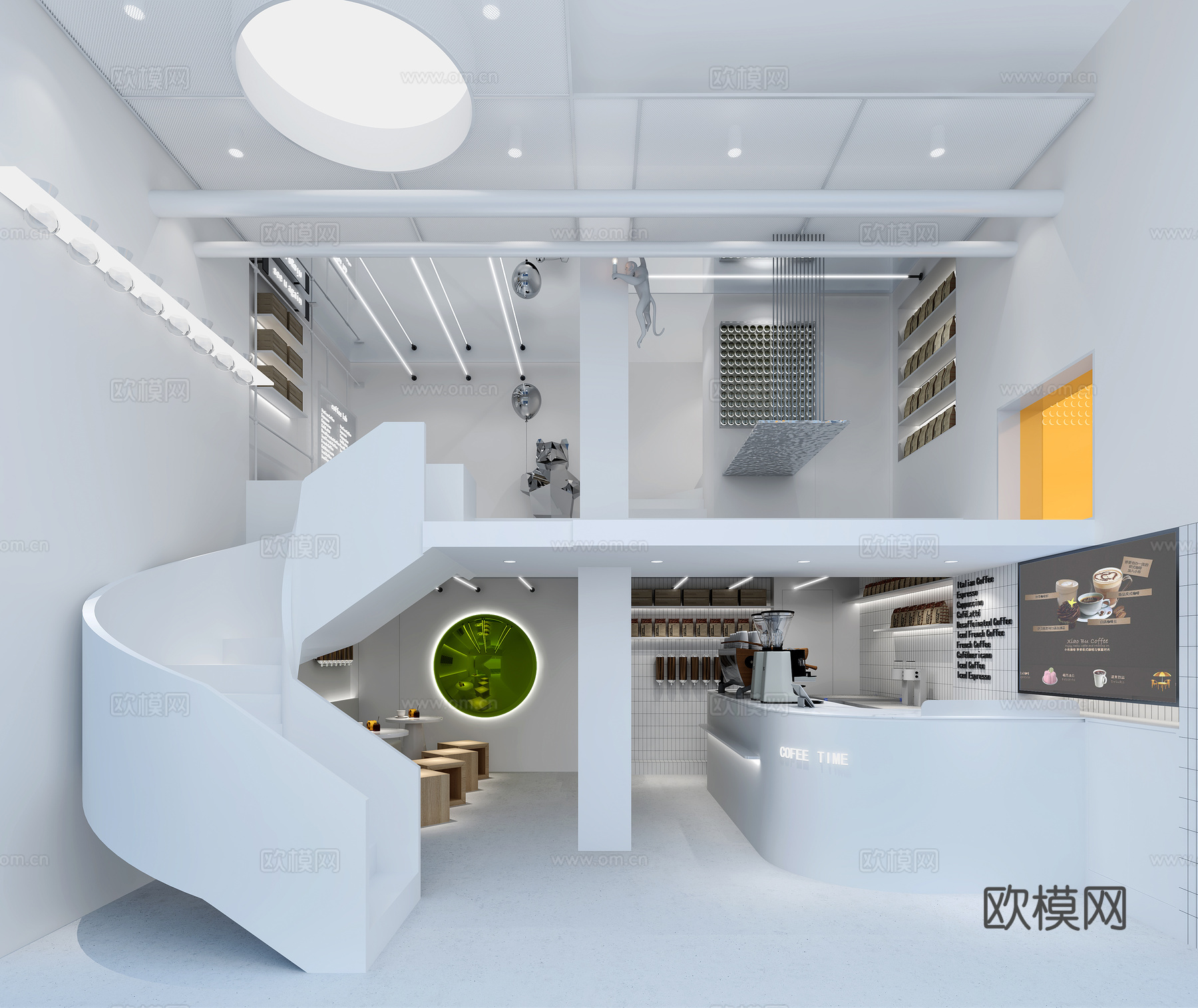 咖啡店 奶茶店 最新全套施工图 效果图合集cad施工图