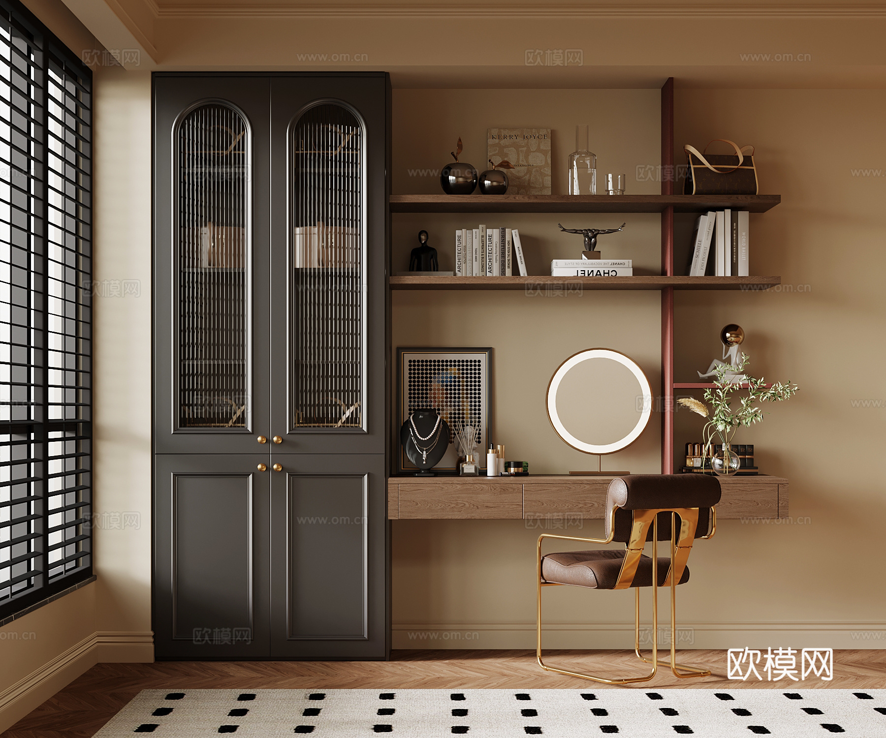 法式复古风梳妆台 衣柜su模型