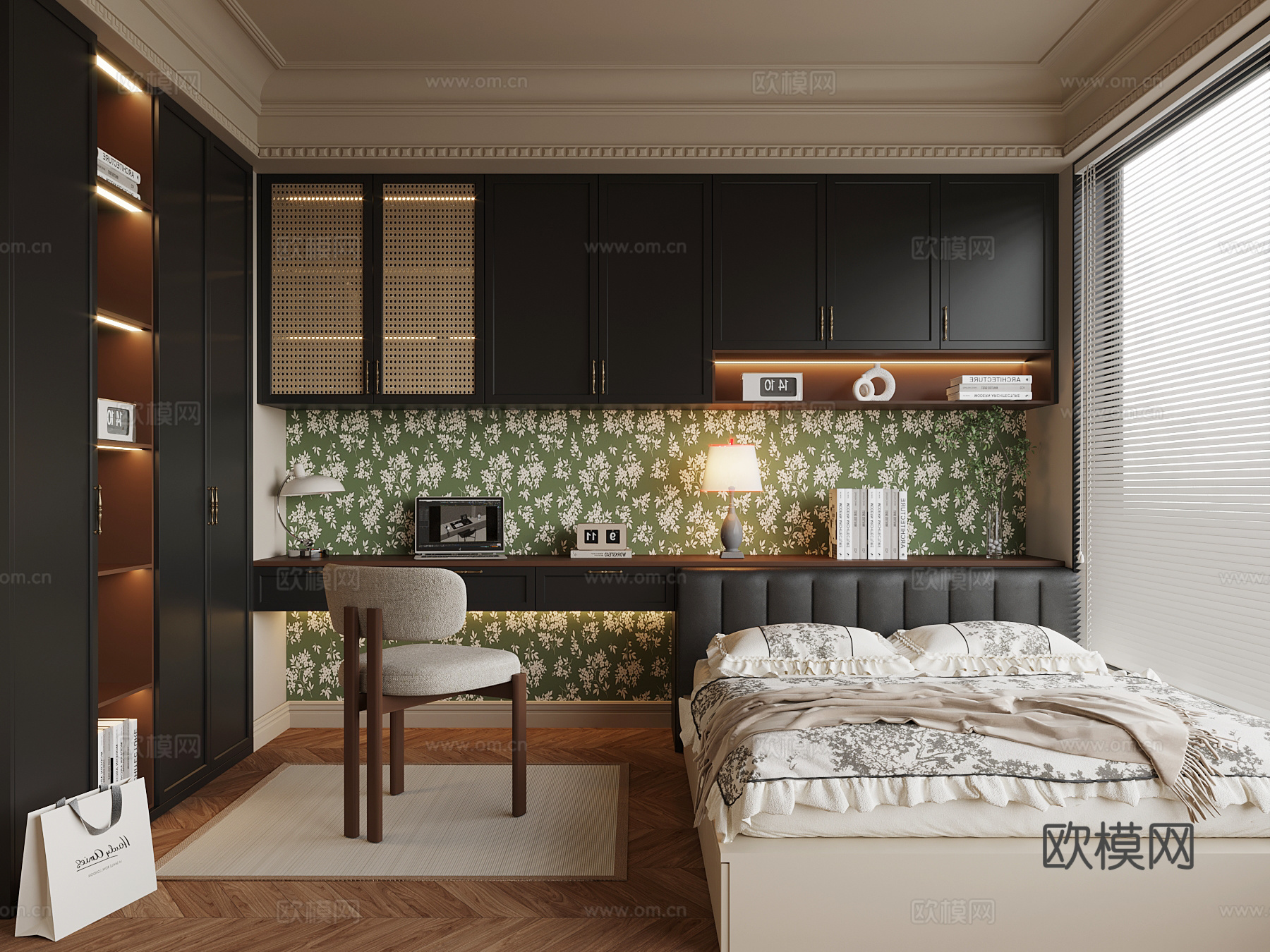 法式榻榻米卧室su模型