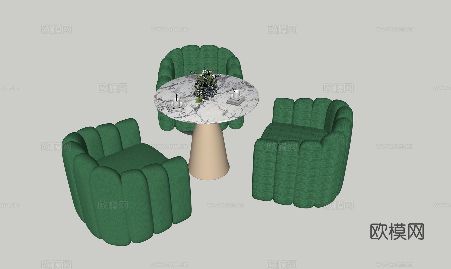 现代休闲桌椅组合su模型