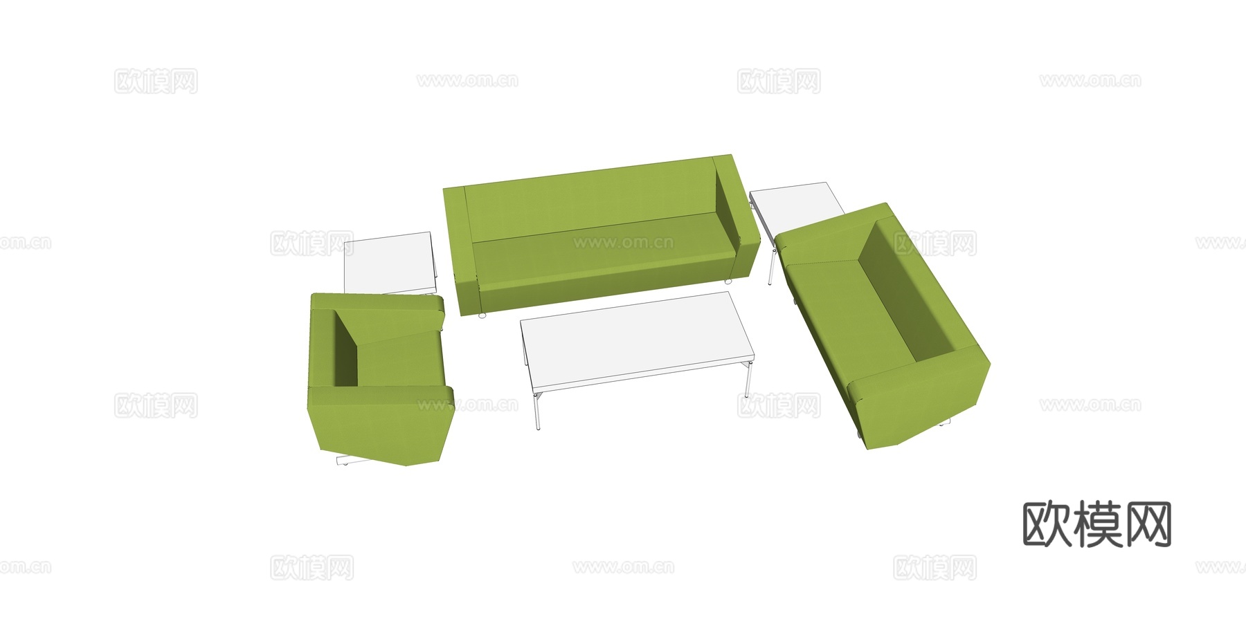 沙发 办公沙发 办公家具 茶几su模型