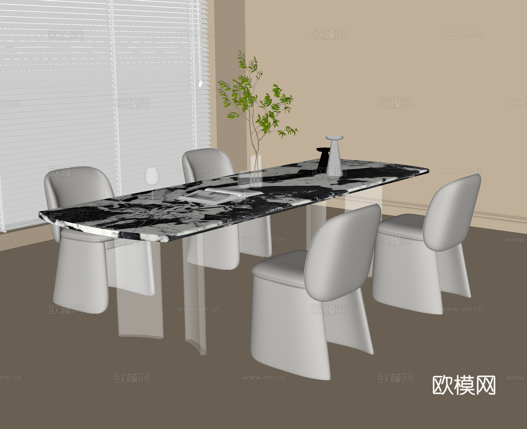 现代餐桌椅 餐椅 餐桌su模型